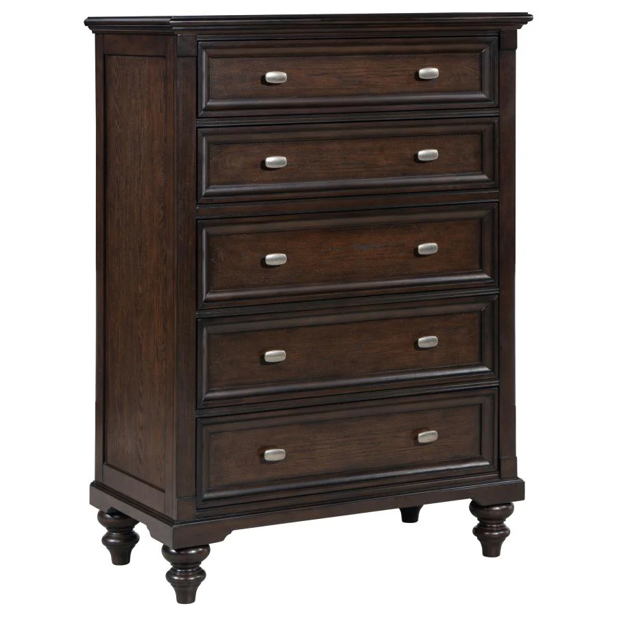 Devon Wine Red and Dark Oak 5-piece Queen Bedroom Set - Image 11