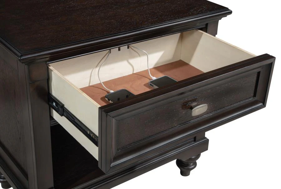 Devon Wine Red and Dark Oak 5-piece Queen Bedroom Set - Image 13
