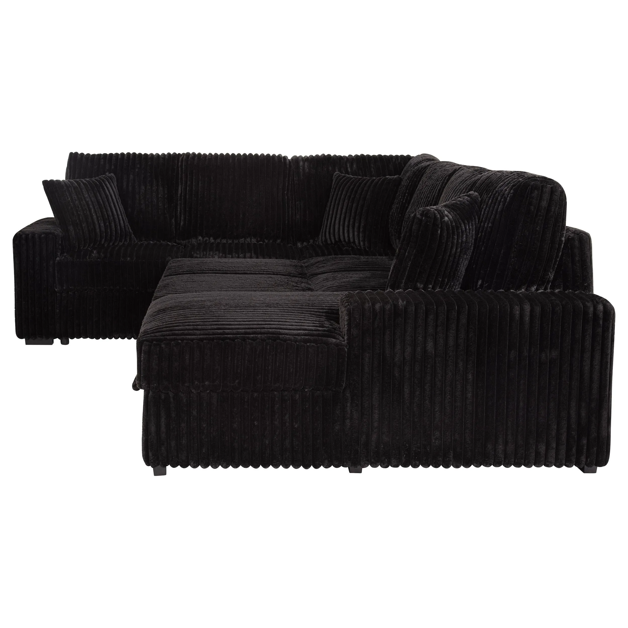Devonshire Black Sleeper Sectional Sofa Storage Chaise - Image 10