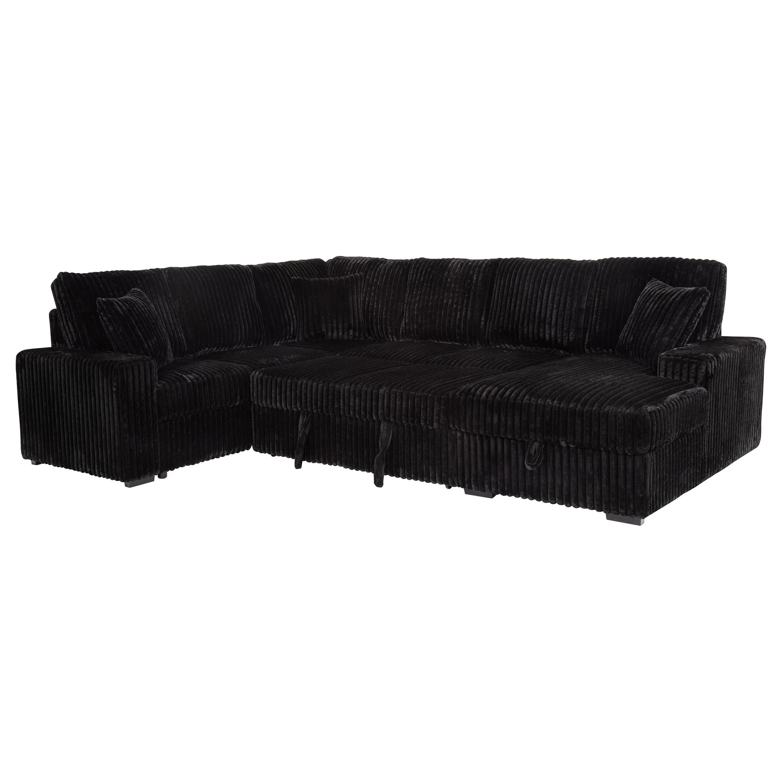 Devonshire Black Sleeper Sectional Sofa Storage Chaise - Image 7