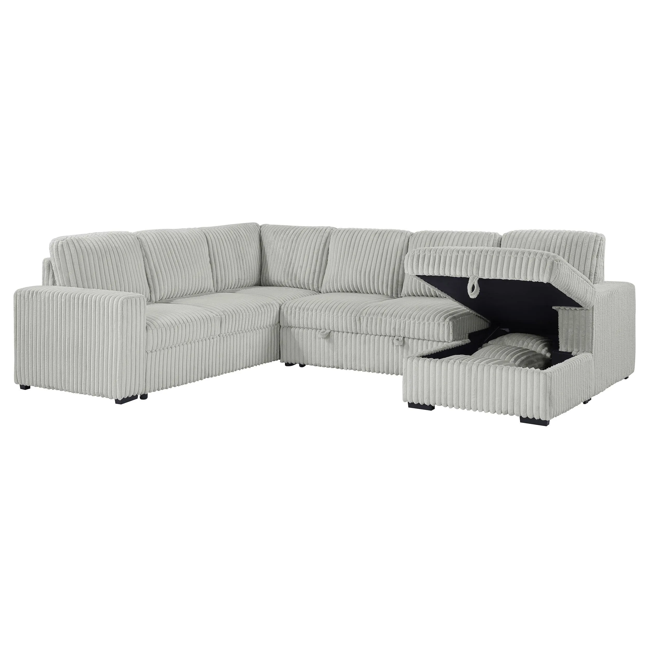 Devonshire Gray Sleeper Sectional Sofa Storage Chaise - Image 6