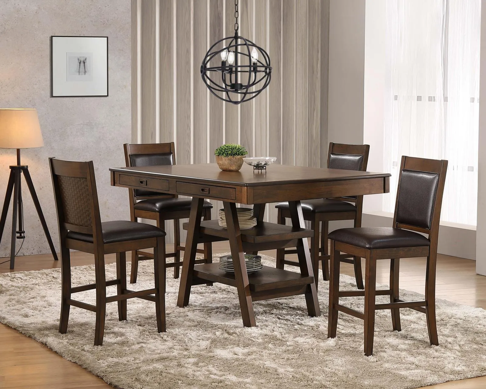 Dewey Brown/Walnut Upholstered Counter Height Chairs with Footrest, Set of 2 - Image 9