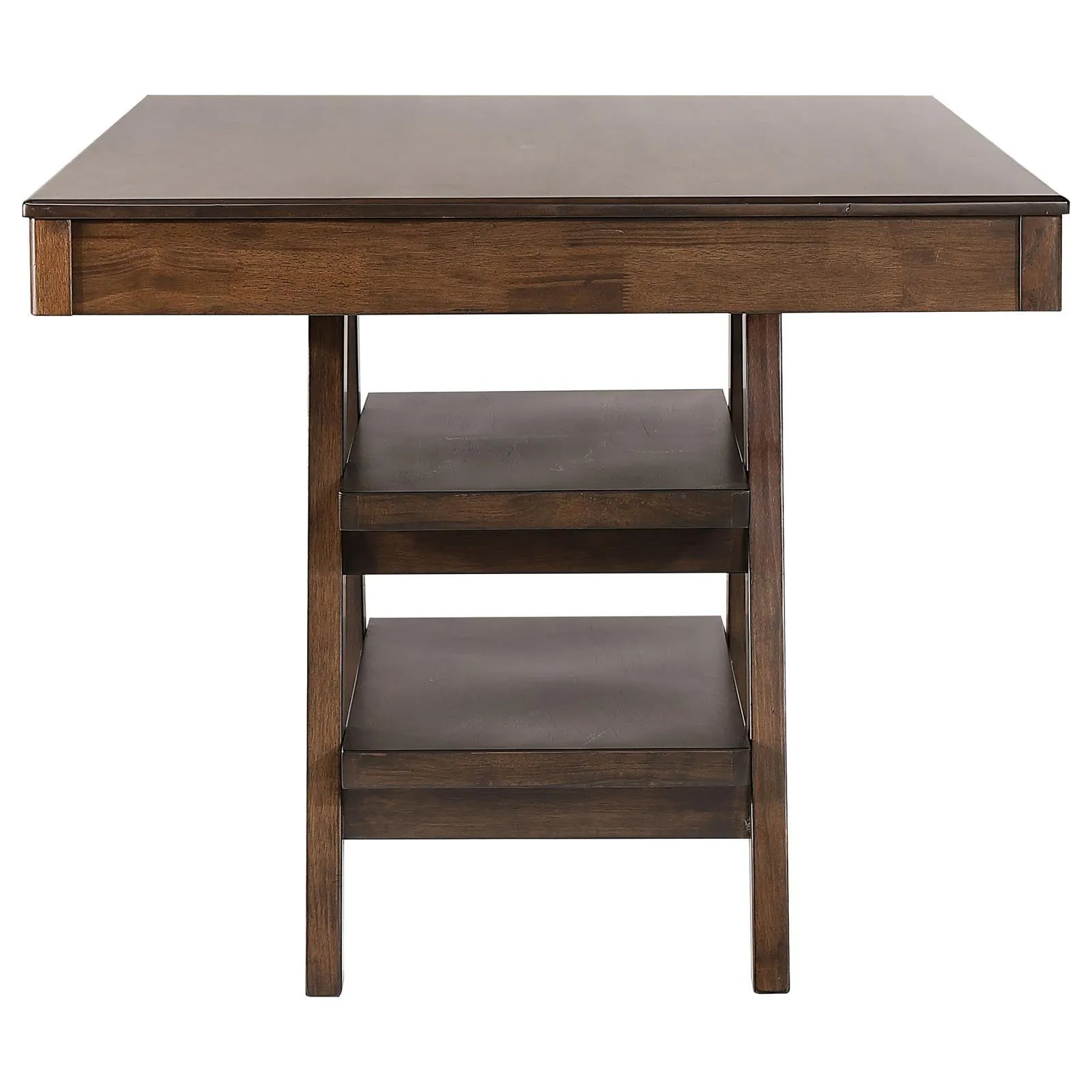 Dewey Walnut 2-Drawer Counter Height Table with Open Shelves - Image 4