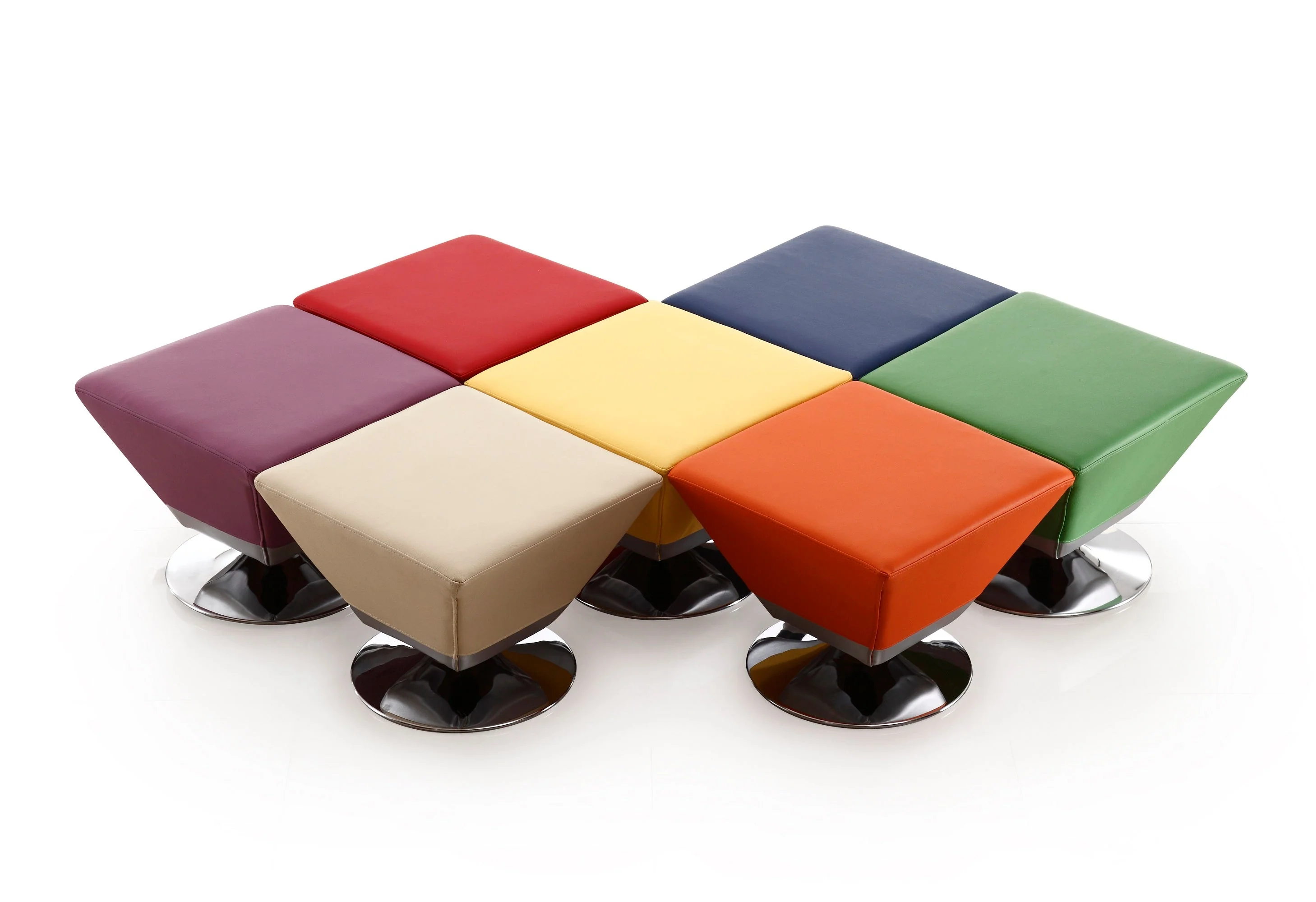Diamond Swivel Ottoman in Multi Colors (Set of 7) - Image 3