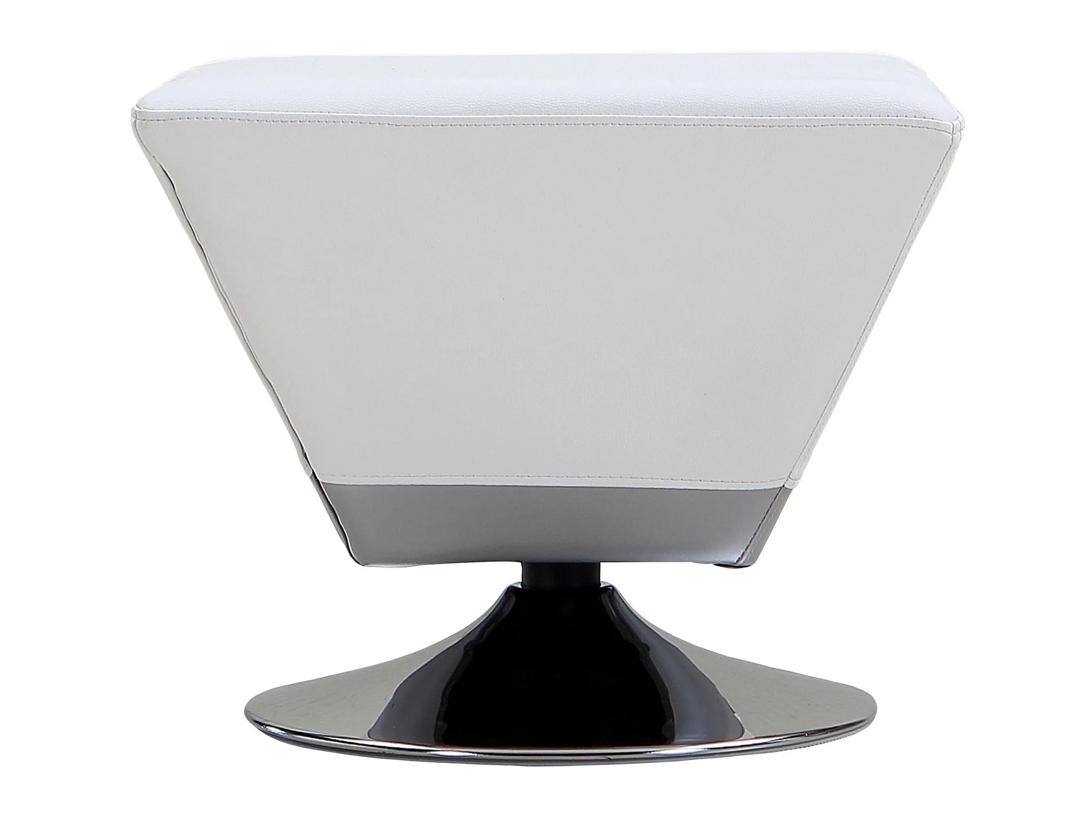 Diamond Swivel Ottoman in White and Polished Chrome - Image 2