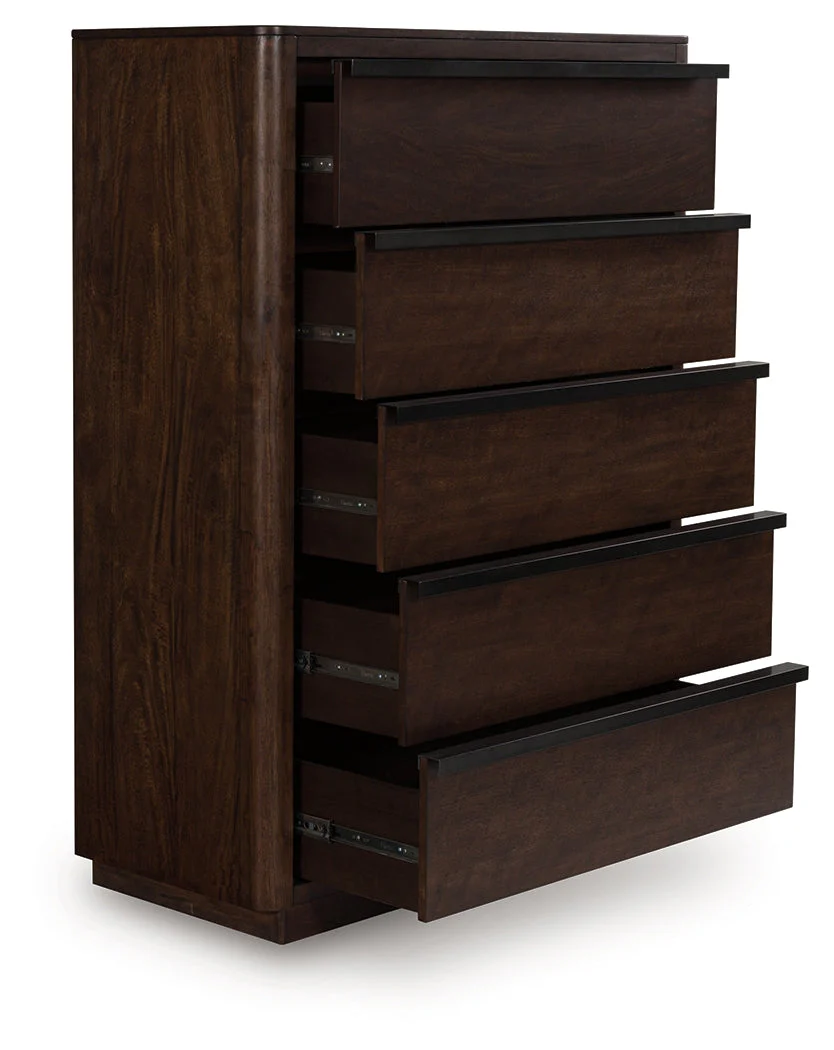 Dilenno Dark Brown 5 Drawer Chest of Drawers - Image 3
