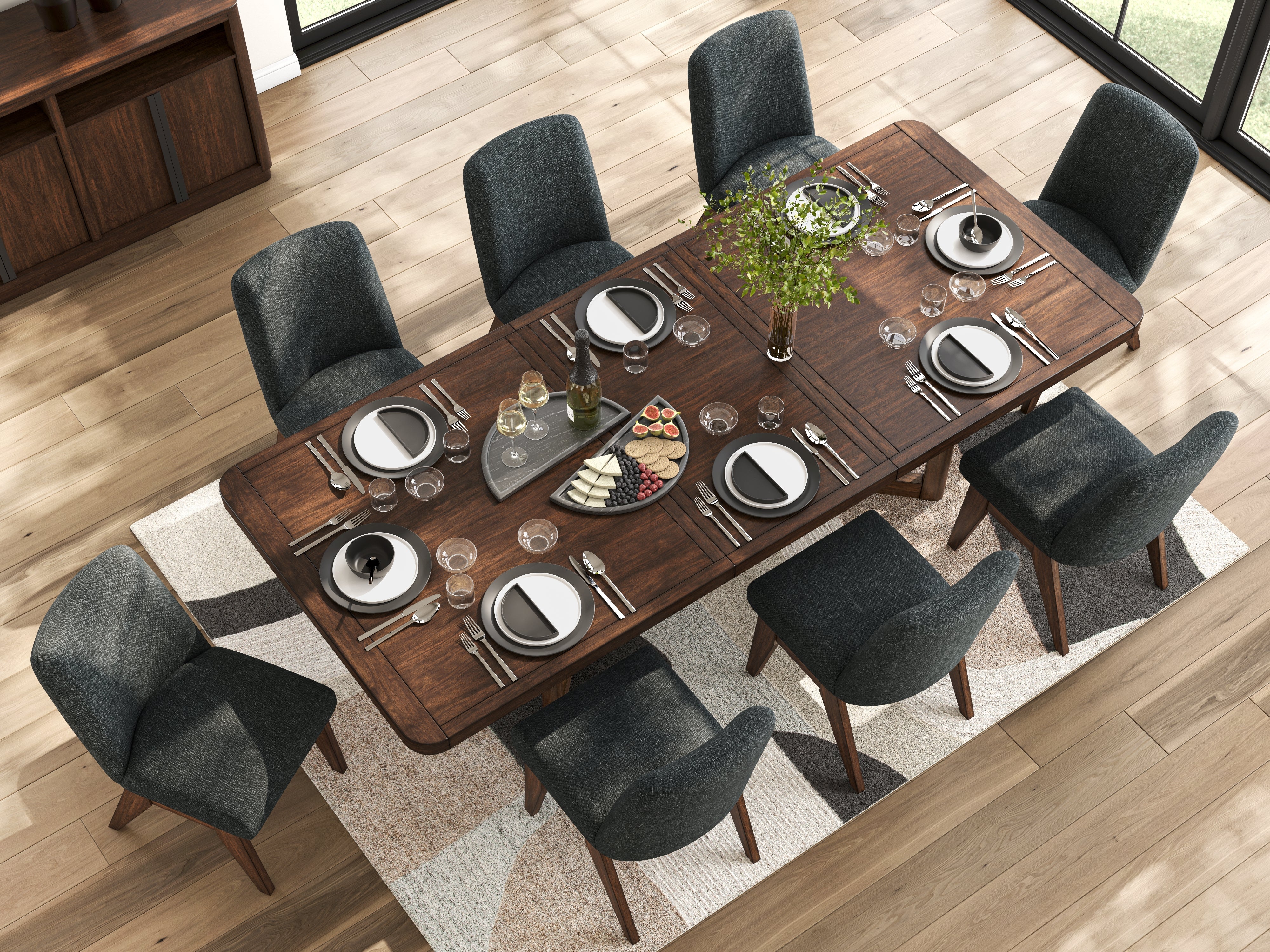Dilenno Dark Brown 9-Piece Rectangular Dining Set - Image 15