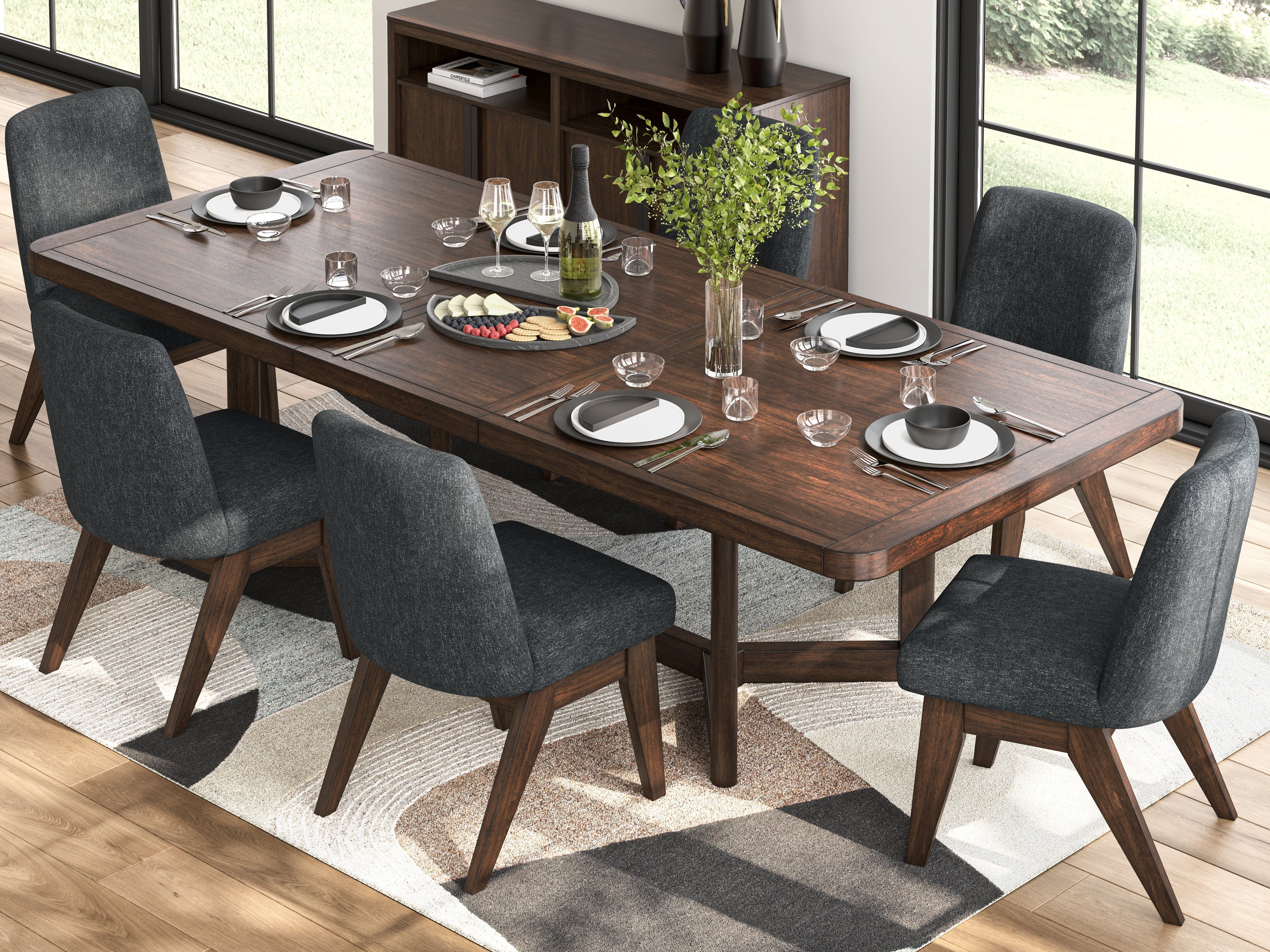 Dilenno Dark Brown Extendable Rectangular Dining Set - Image 19