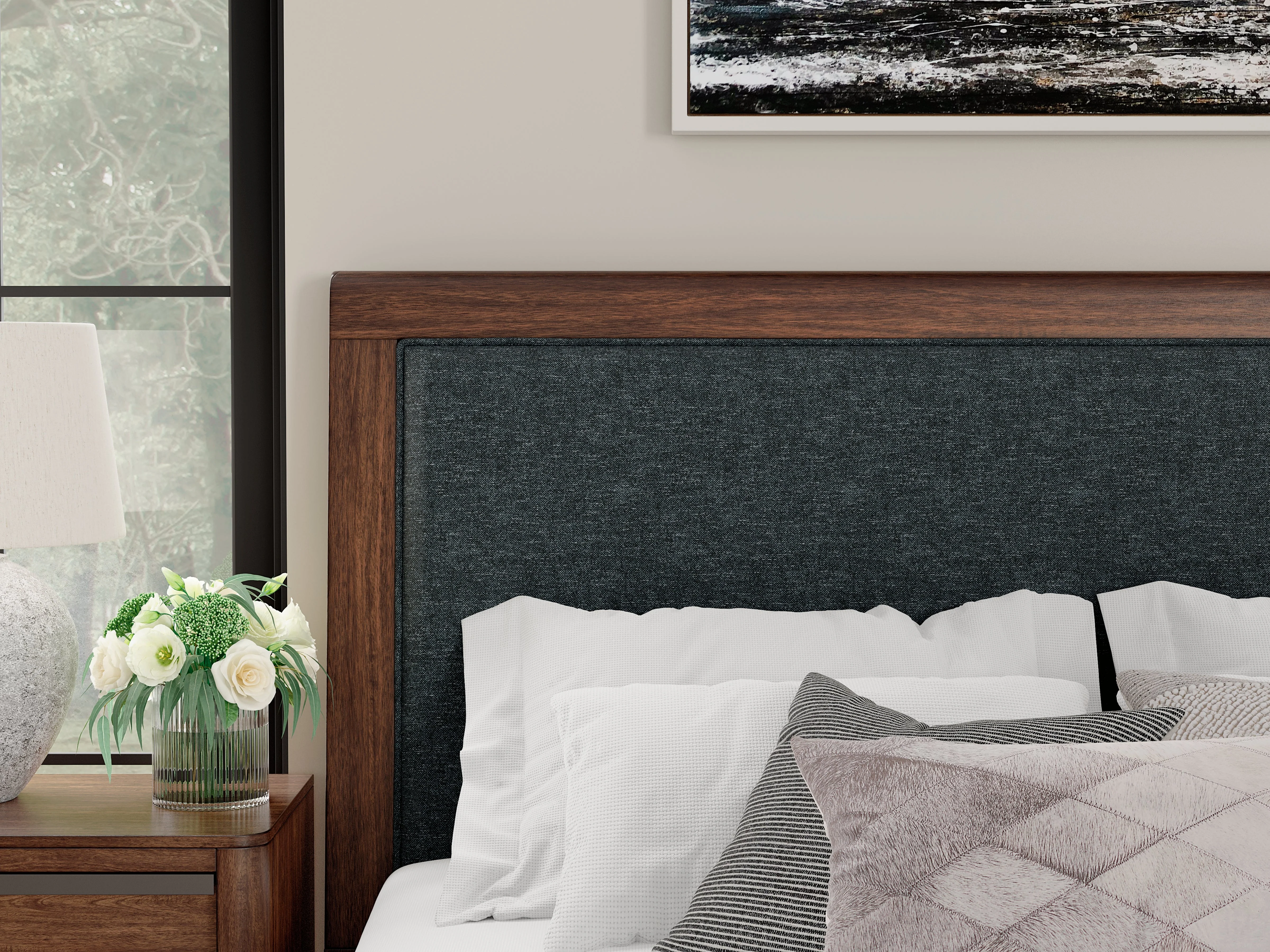 Dilenno Dark Brown King Panel Bed with USB Ports - Image 5