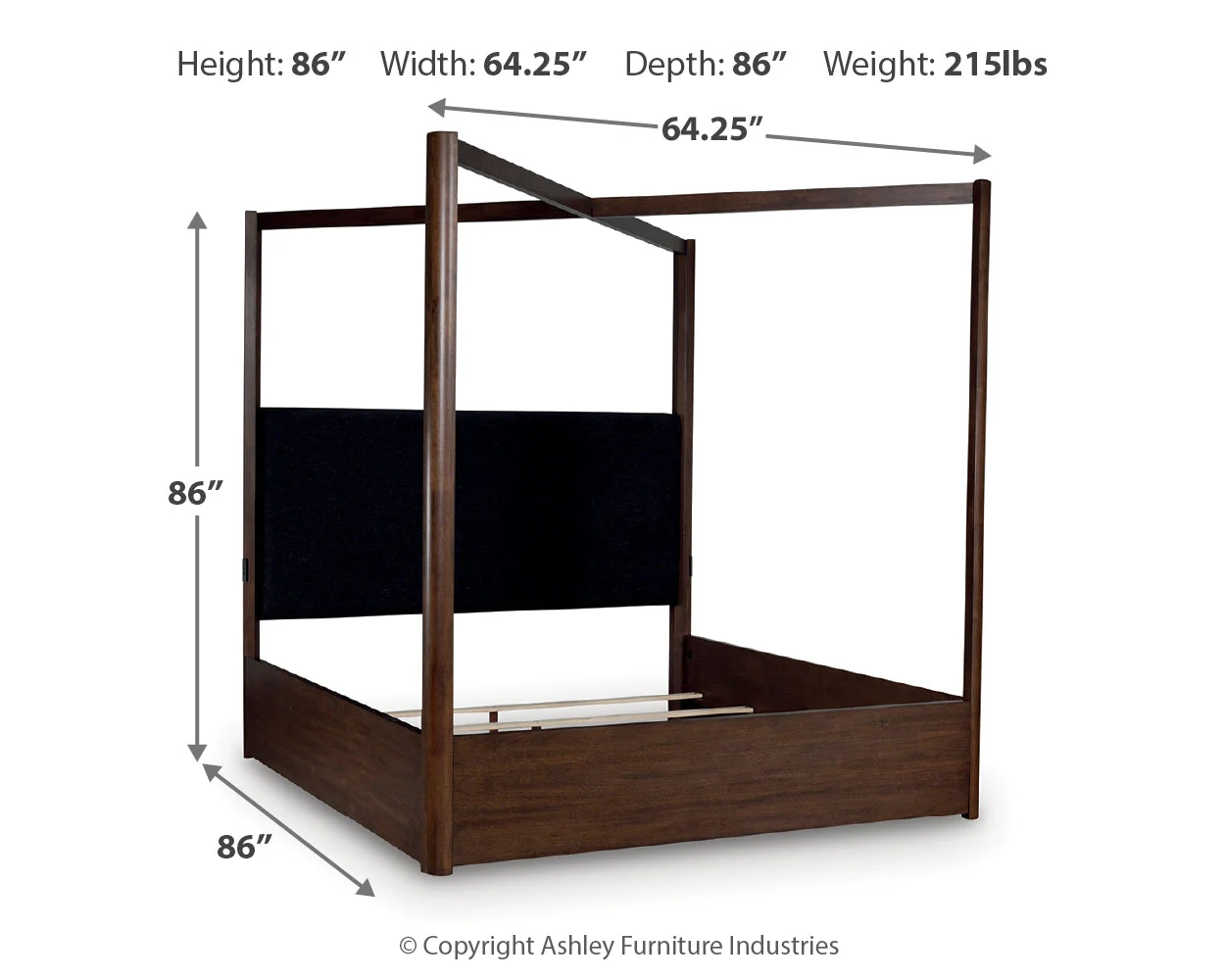 Dilenno Dark Brown Queen Canopy Bed - Image 4