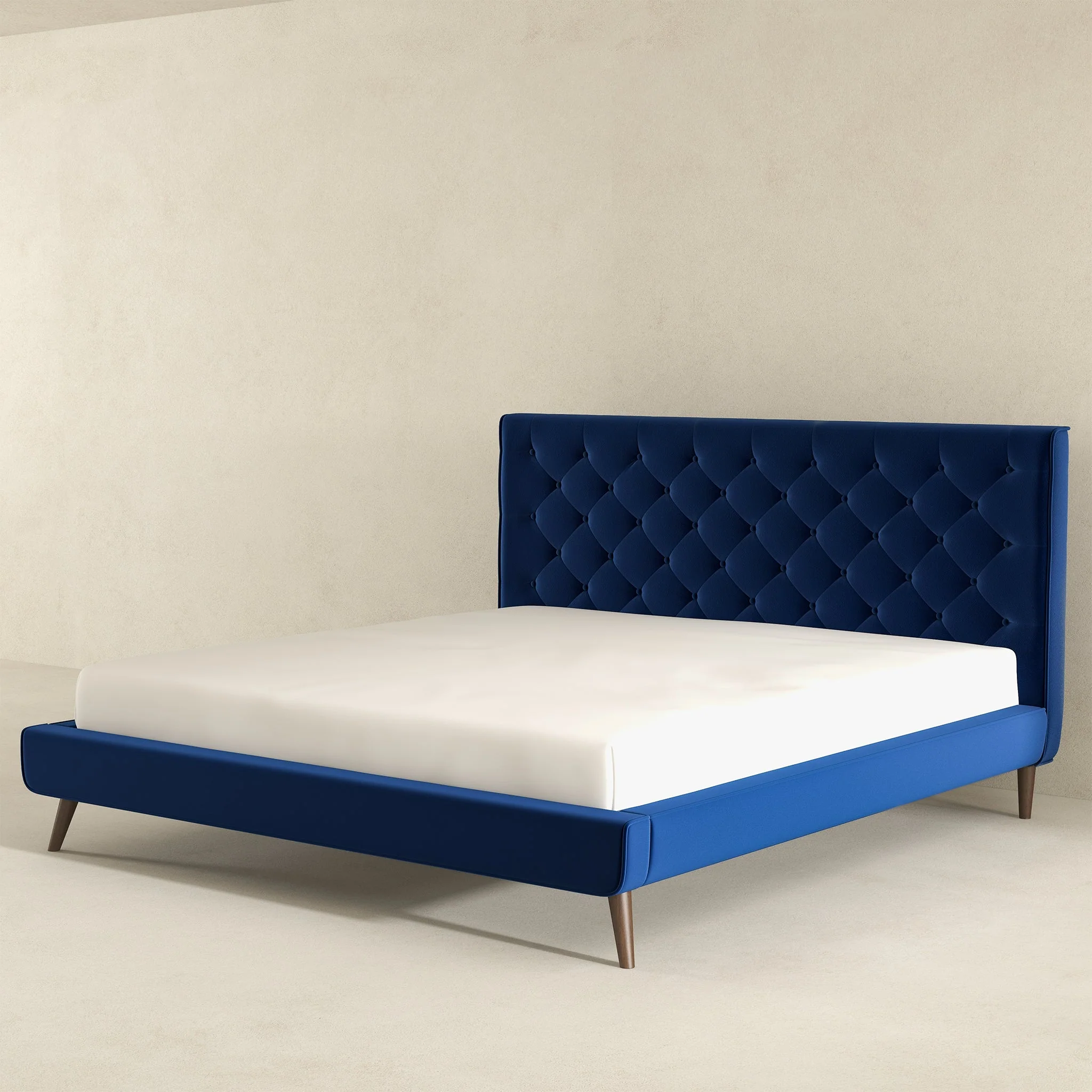 Dillon Blue Velvet Platform Bed (King Size) - Image 5