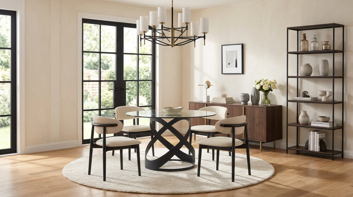 Dimi (Clear Glass/Black) Dining Room Set