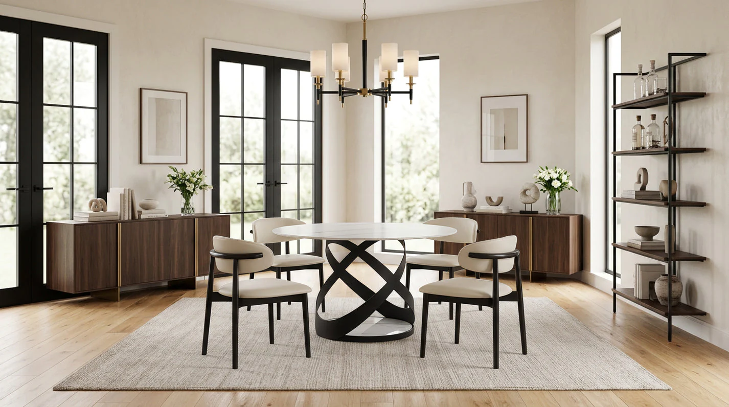 Dimi (WH/BK) 5-Piece Dining Room Set
