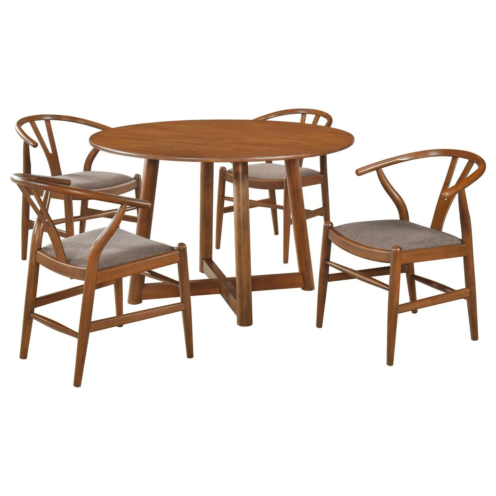 Dinah Walnut 5-Piece Round Solid Wood Dining Set - Image 8