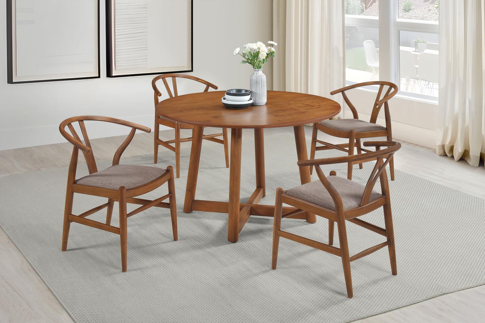 Dinah Walnut Round Solid Wood Dining Table - Image 5