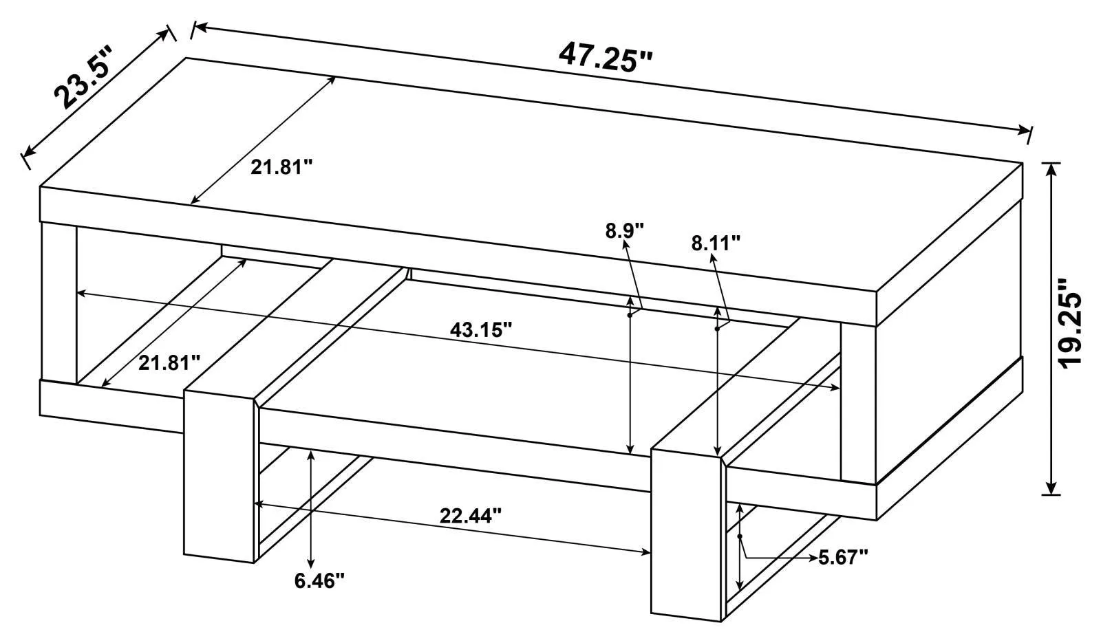 Dinard Gray Driftwood Coffee Table with Shelf - Image 6