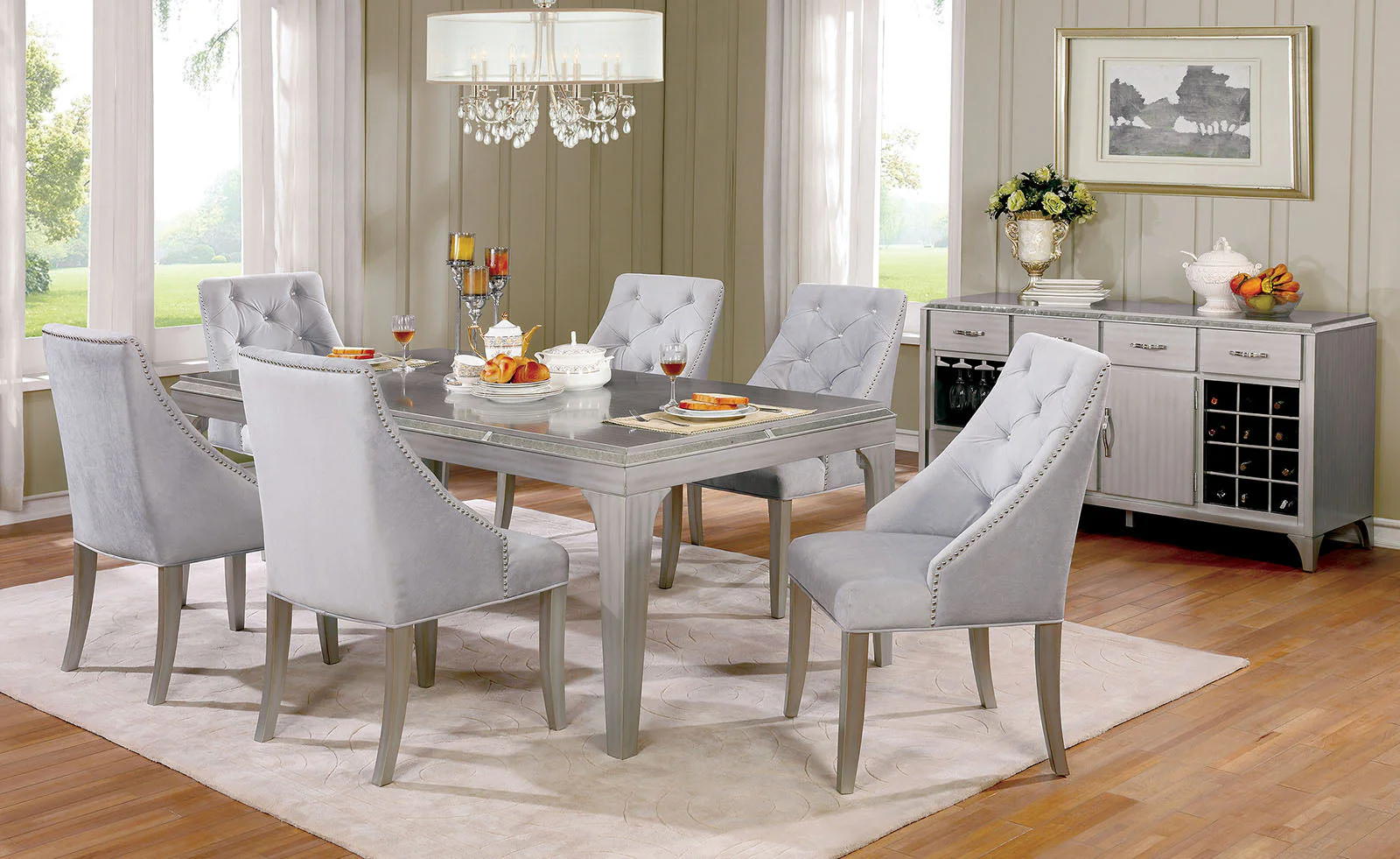 Diocles Silver/Gray Side Chair - Image 2