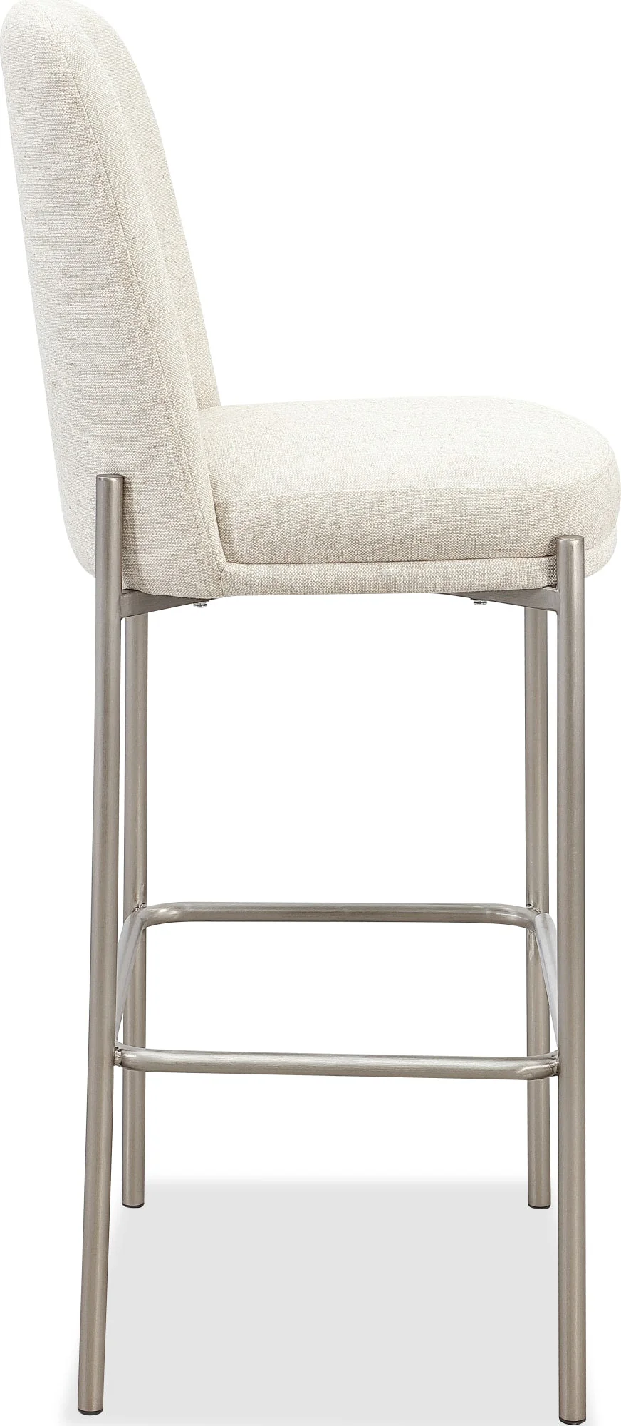 Dion Natural/Brushed Nickel Upholstered Bar Stool (Set of 2) - Image 3