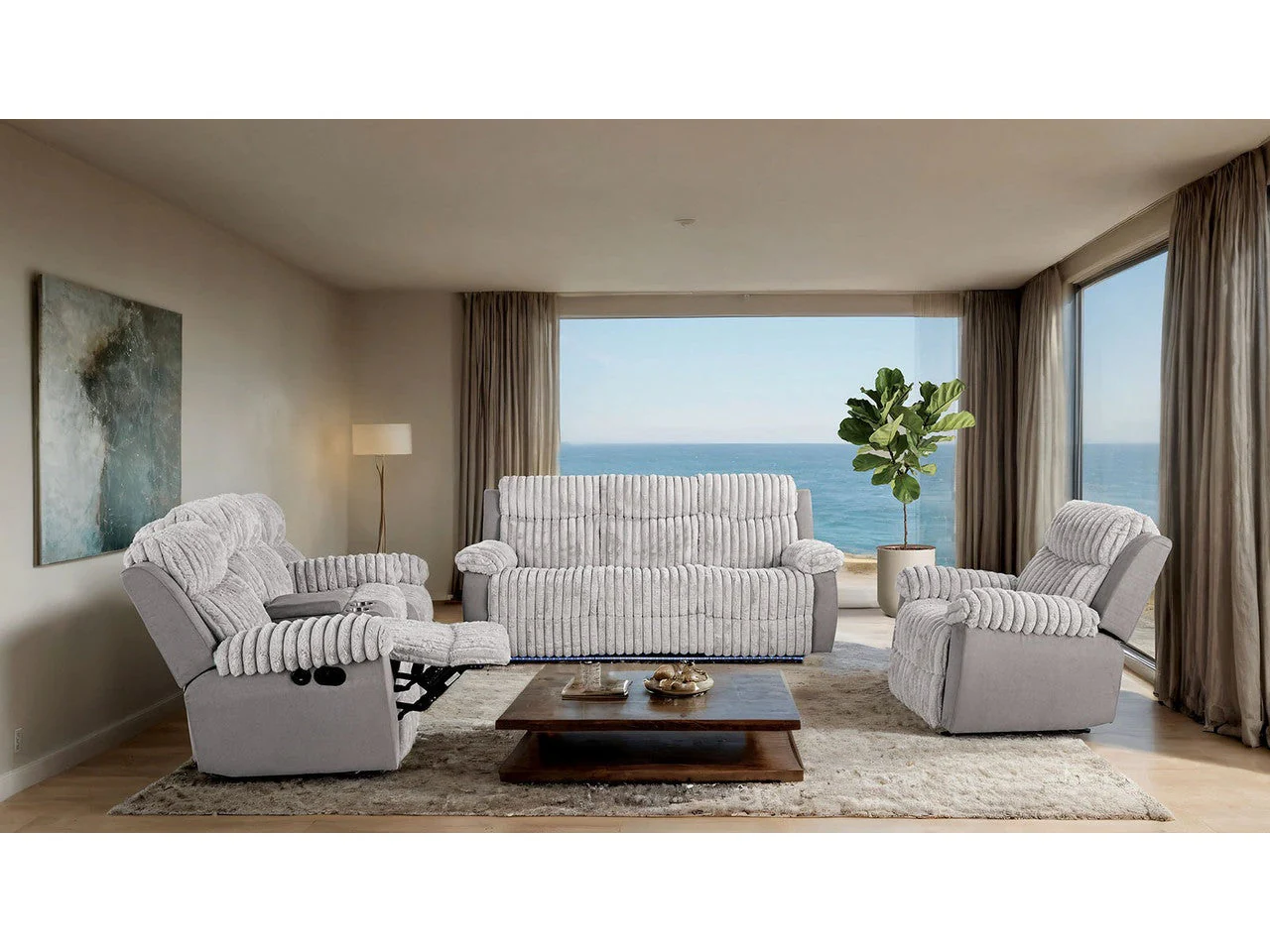 Dionysus Gray Manual Reclining Sofa & Loveseat