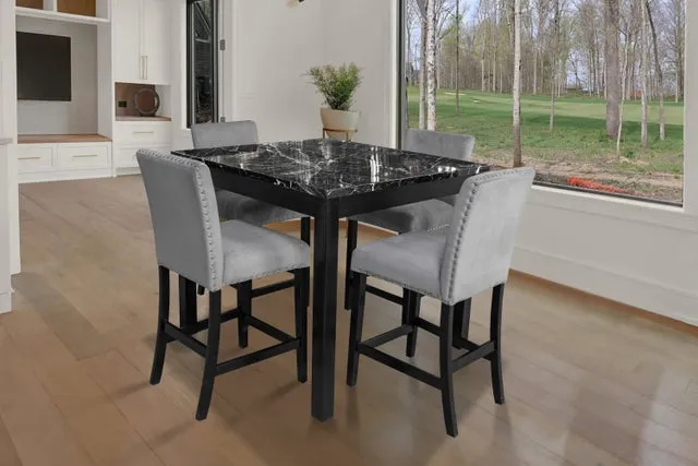 Dior Oynx Gray 5-Piece Counter Height Set