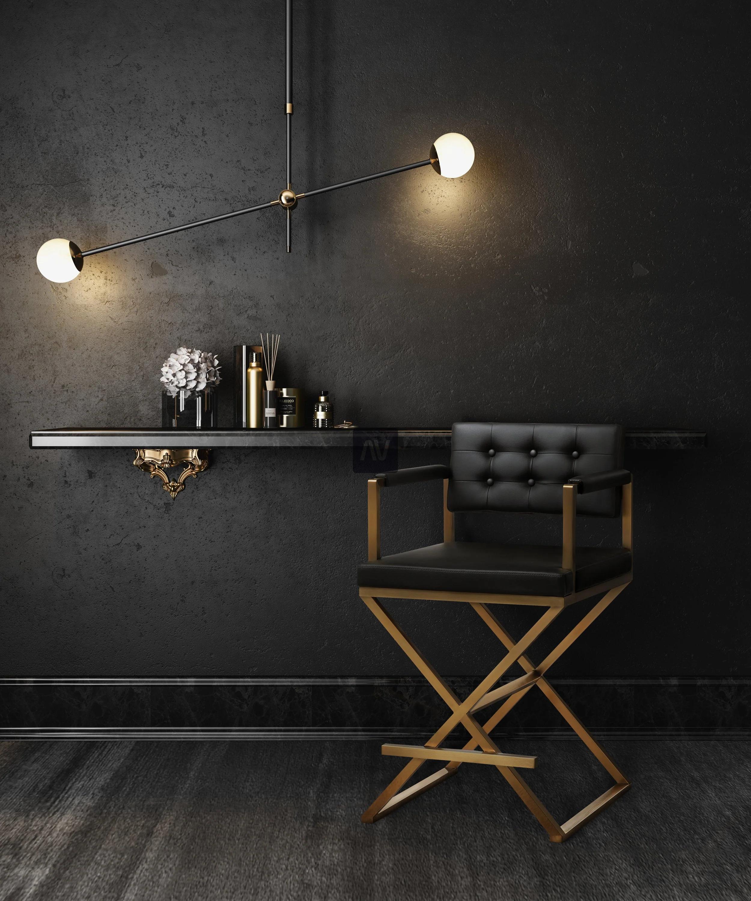 Director Performance Vegan Leather Stool with Gold Base - Image 10