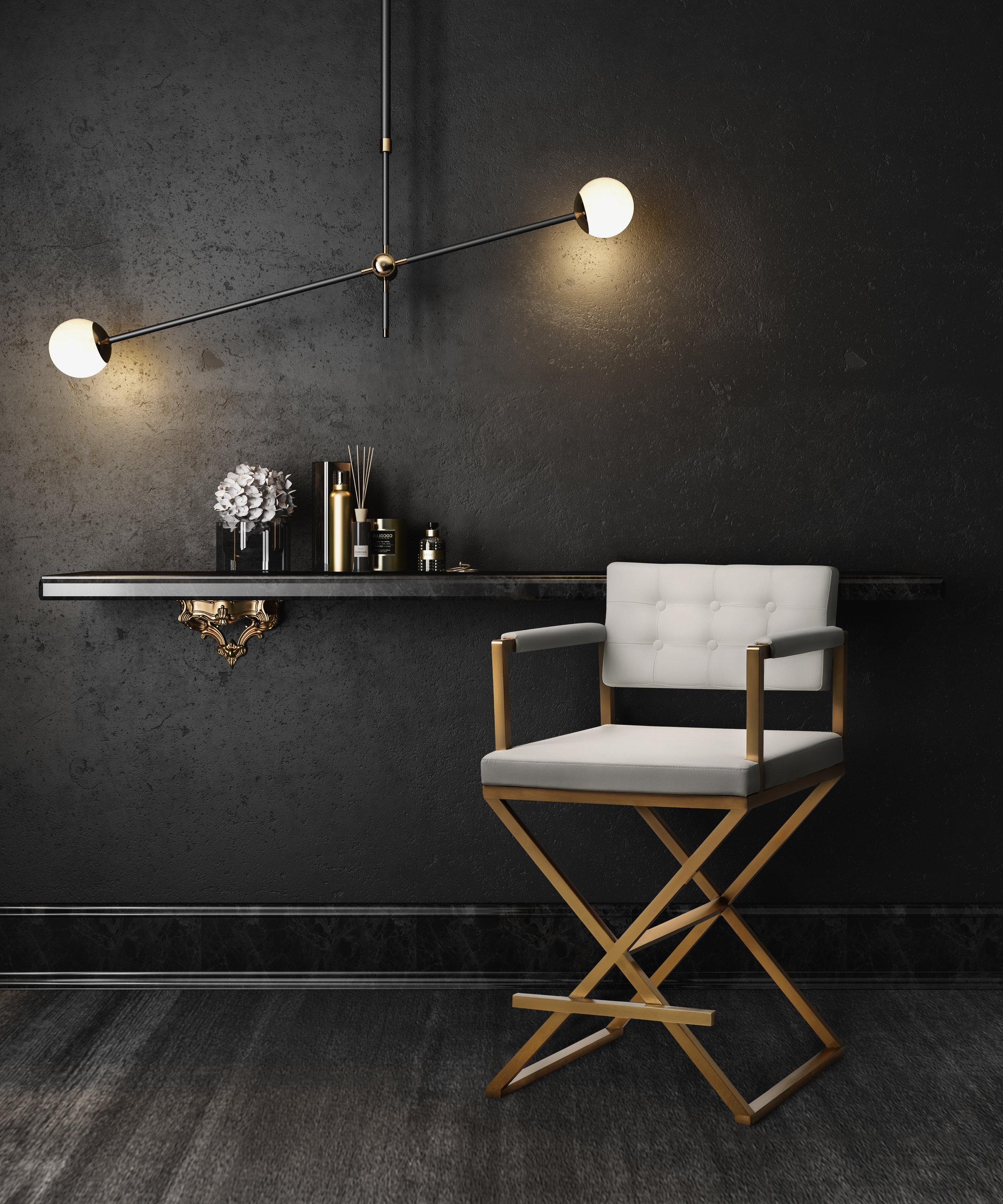 Director Performance Vegan Leather Stool with Gold Base - Image 28