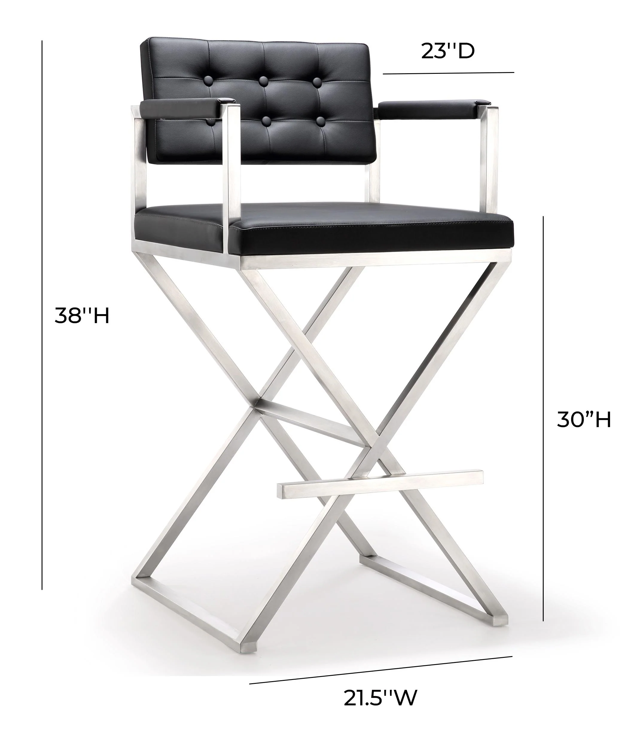 Director Performance Vegan Leather Stool with Silver Base - Image 18