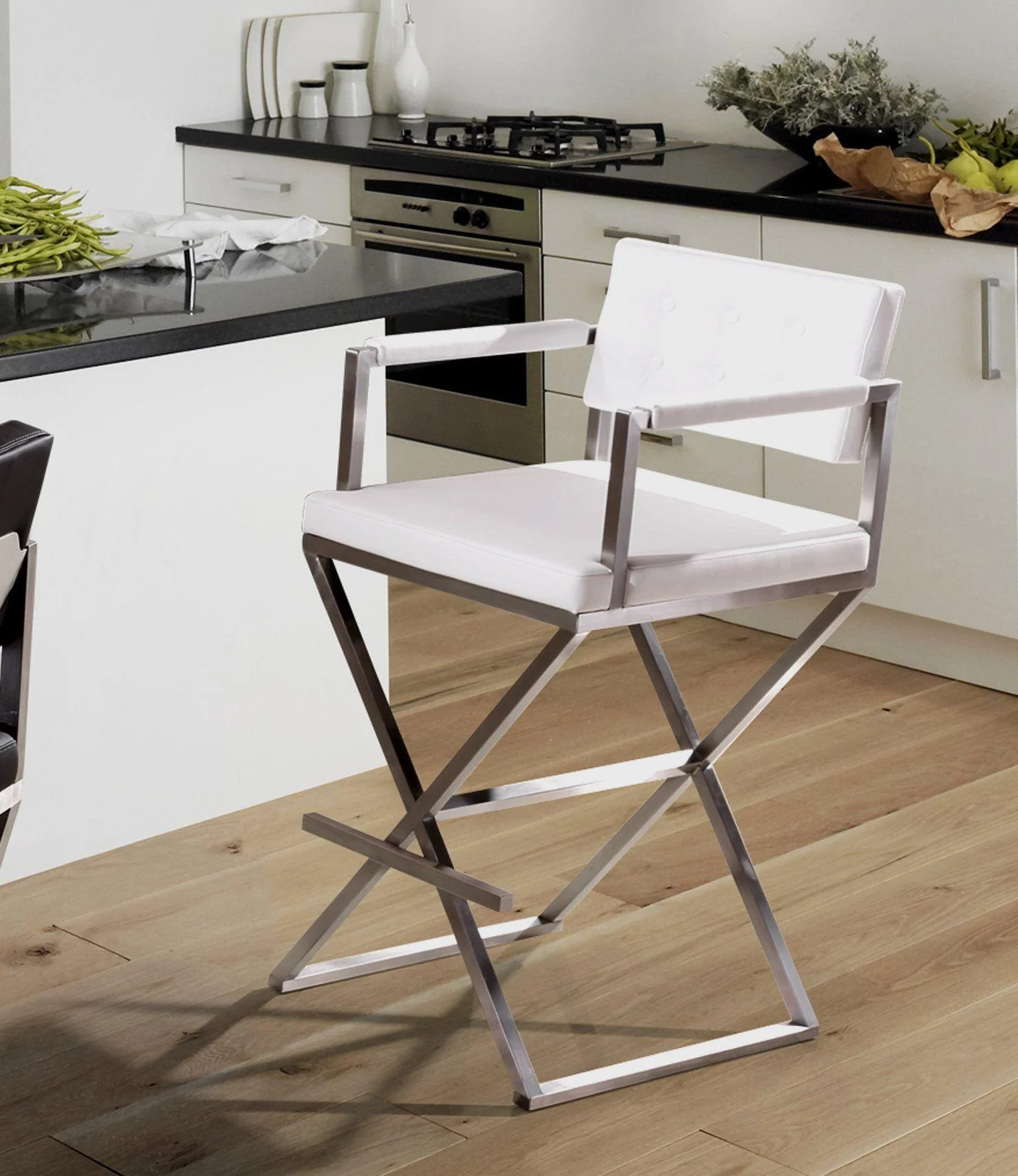 Director Performance Vegan Leather Stool with Silver Base - Image 27