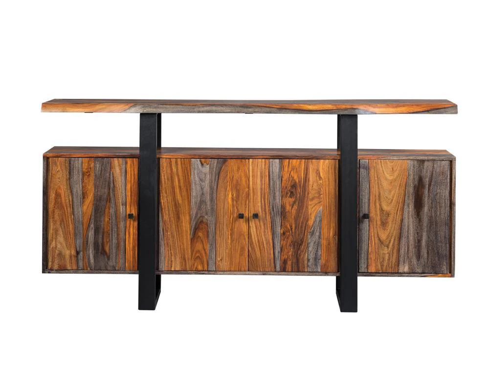 Ditman 4-door Sheesham Solid Wood Sideboard Buffet Grey - Image 2