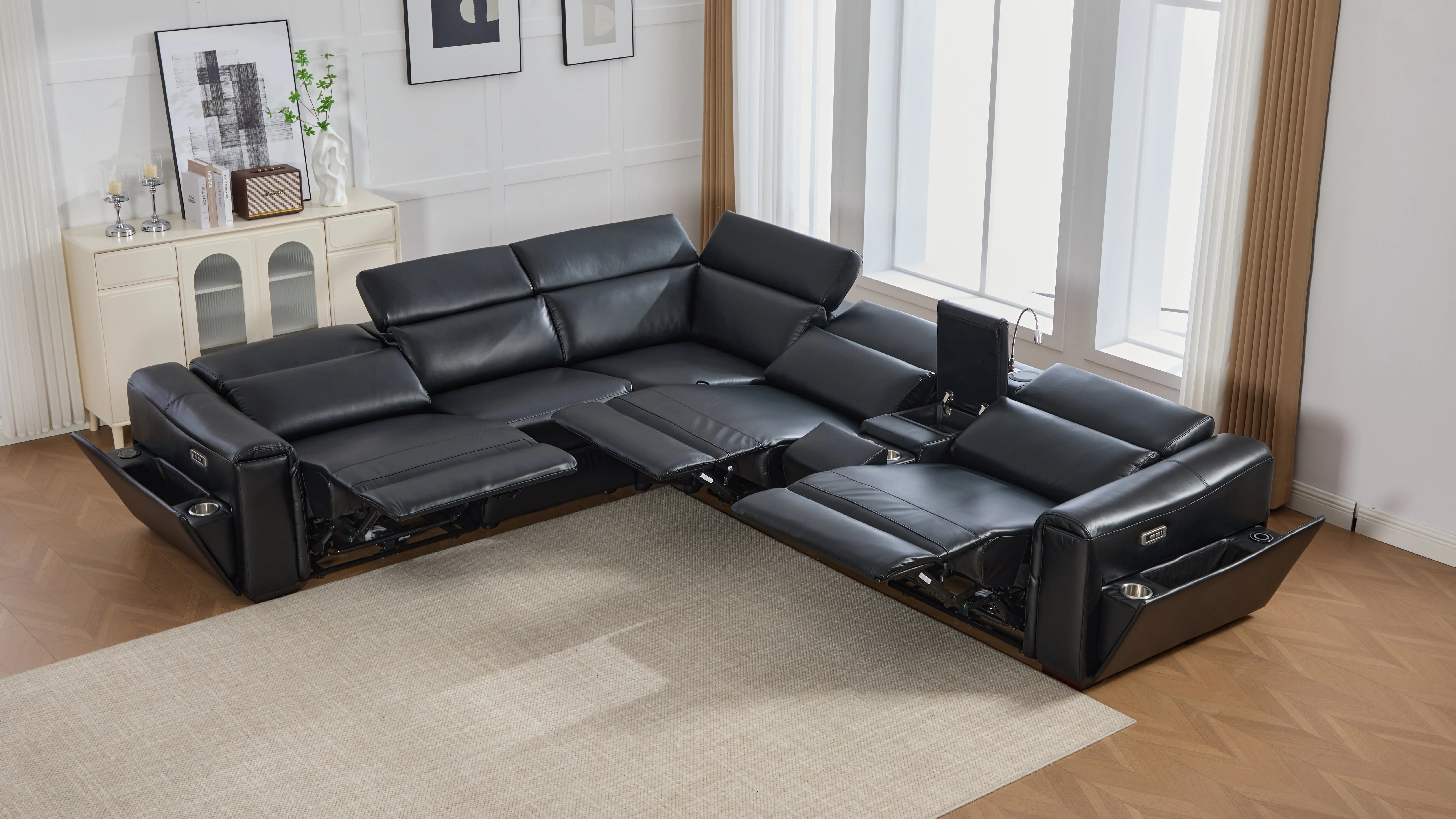 Divani Black 7-Piece Power Reclining Sectional - Image 9