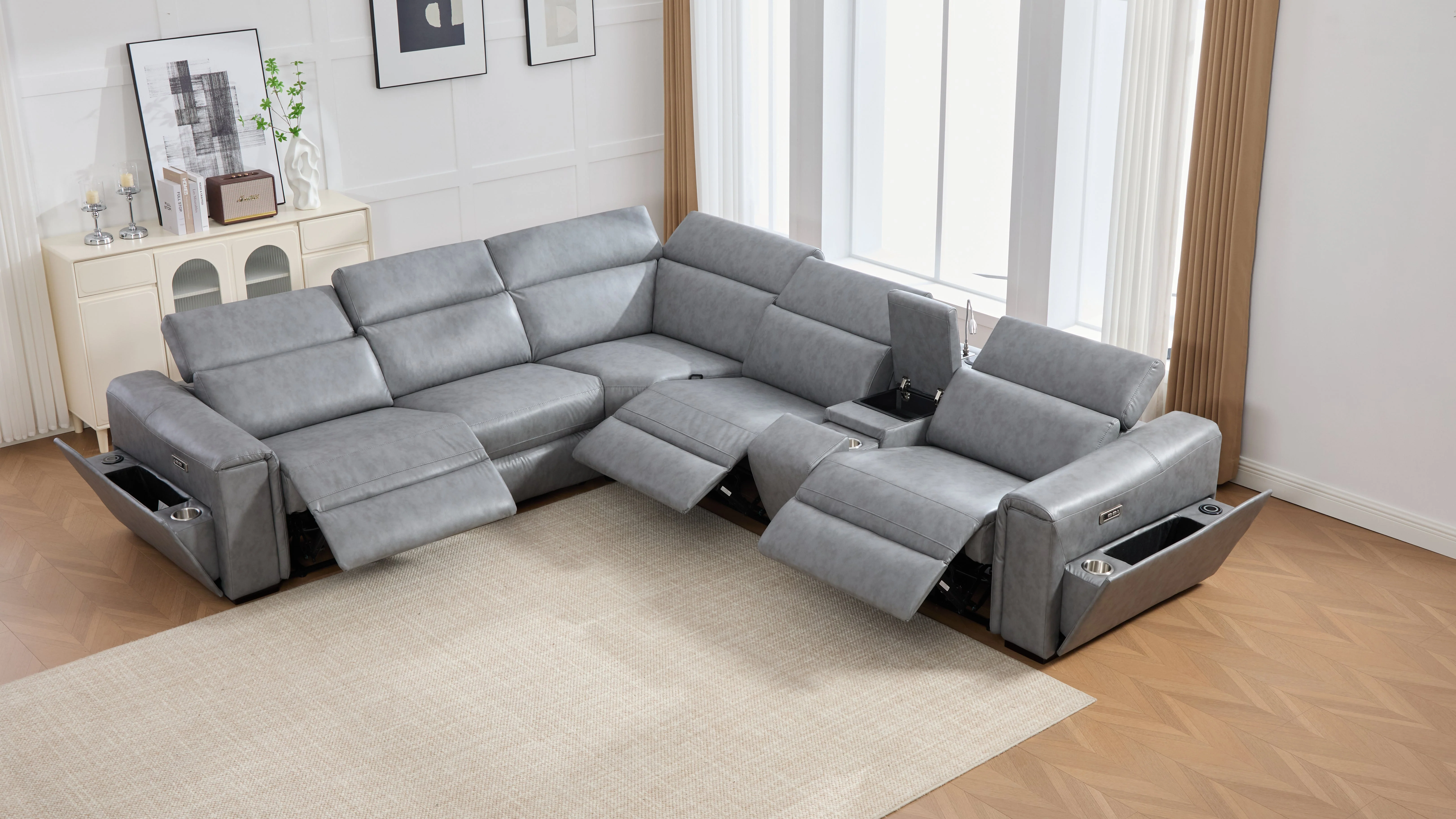 Divani Grey 7-Piece Power Reclining Sectional - Image 12
