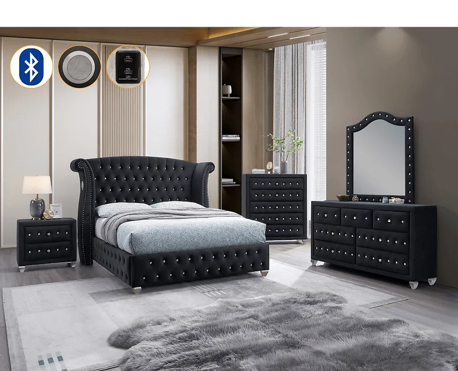 Divina Black Platform Bedroom Set