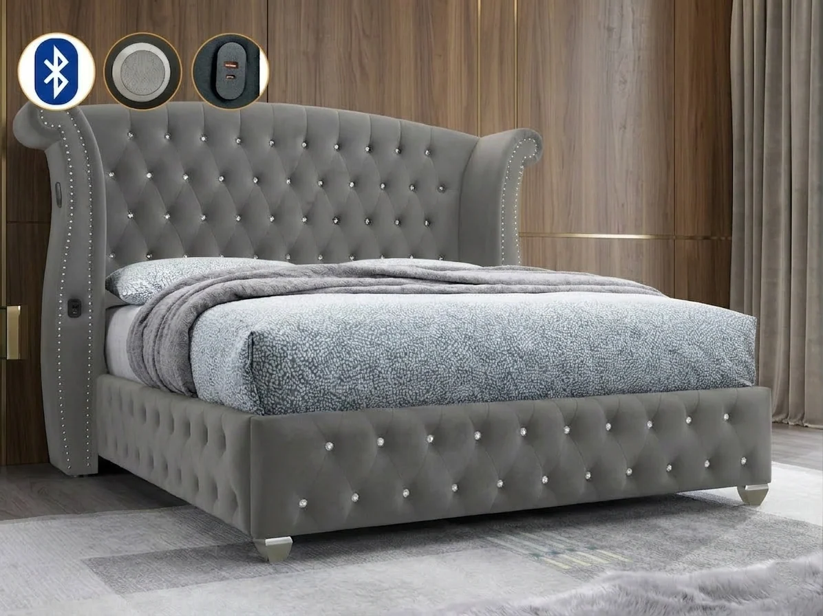 Divina Grey Platform King bed