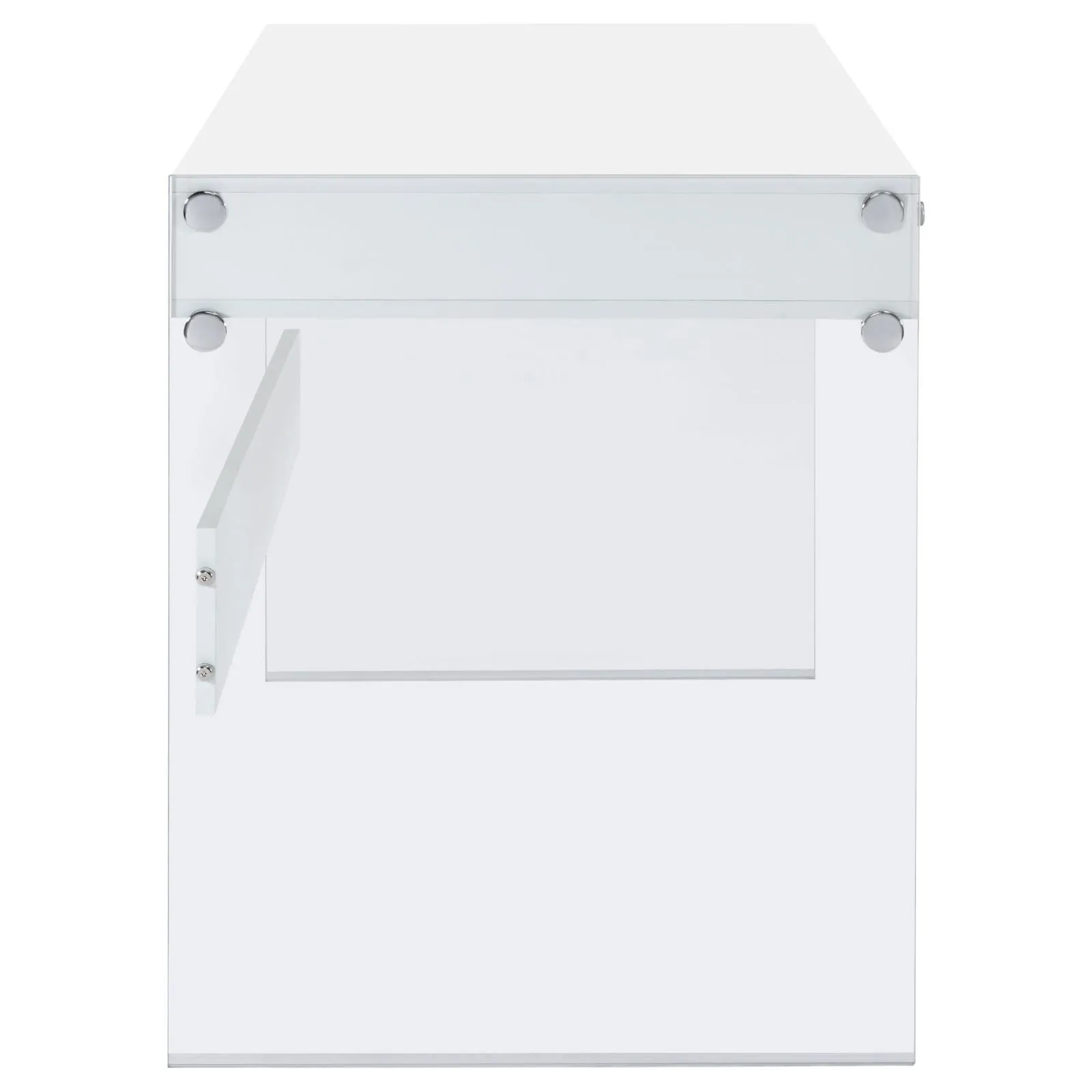 Dobrev Glossy White/Clear 2-Drawer Writing Desk - Image 10