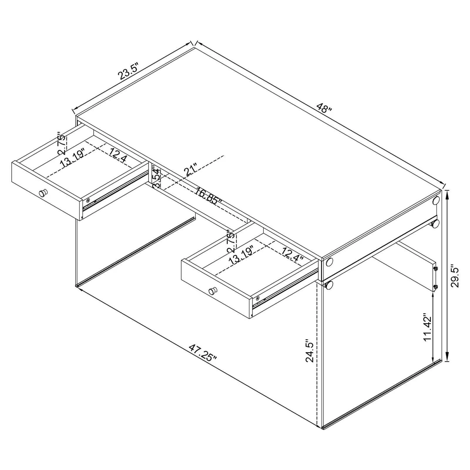 Dobrev Glossy White/Clear 2-Drawer Writing Desk - Image 13