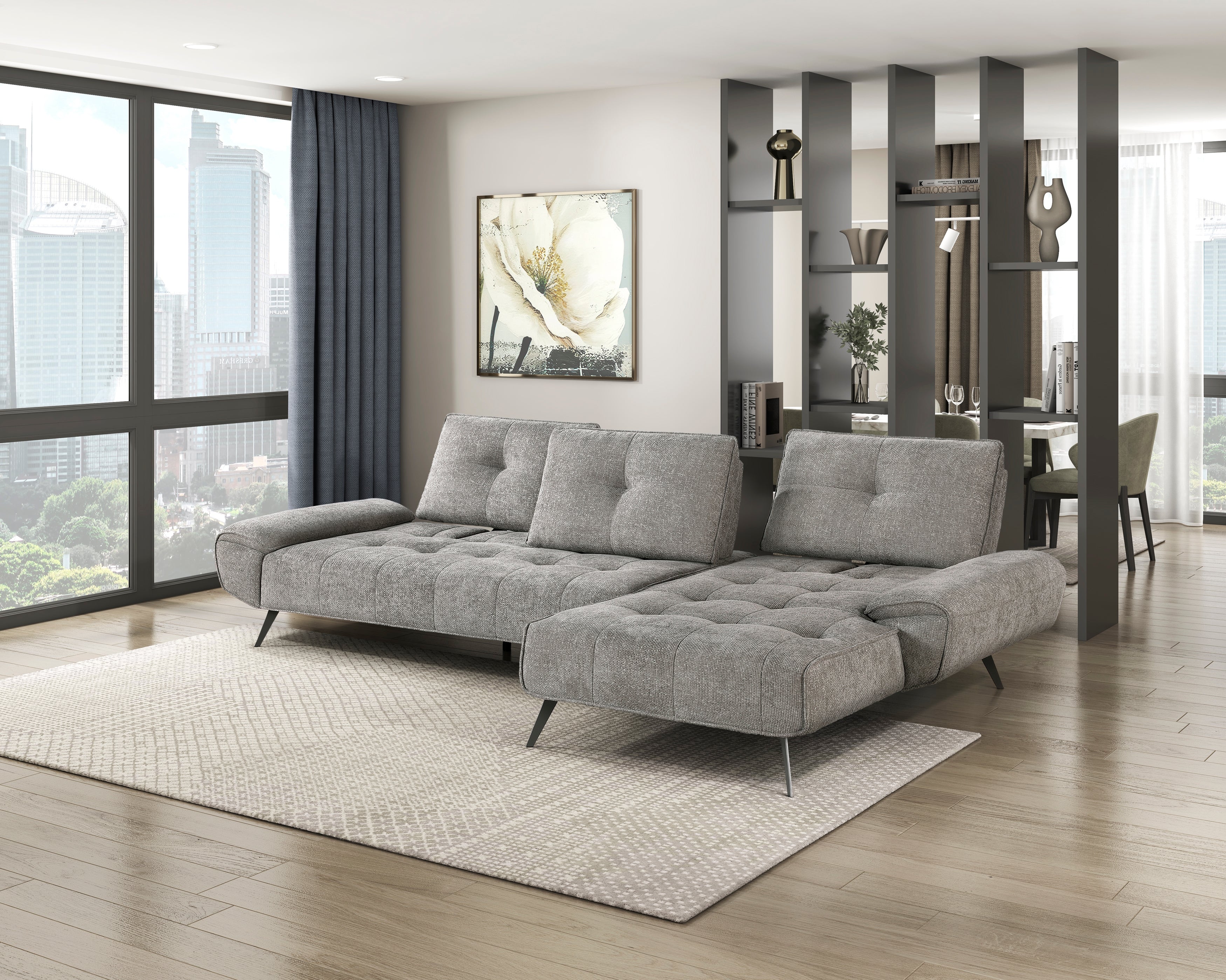 Dominic Dark Gray 2-Piece Sectional with Right Chaise and Dual-position Backs