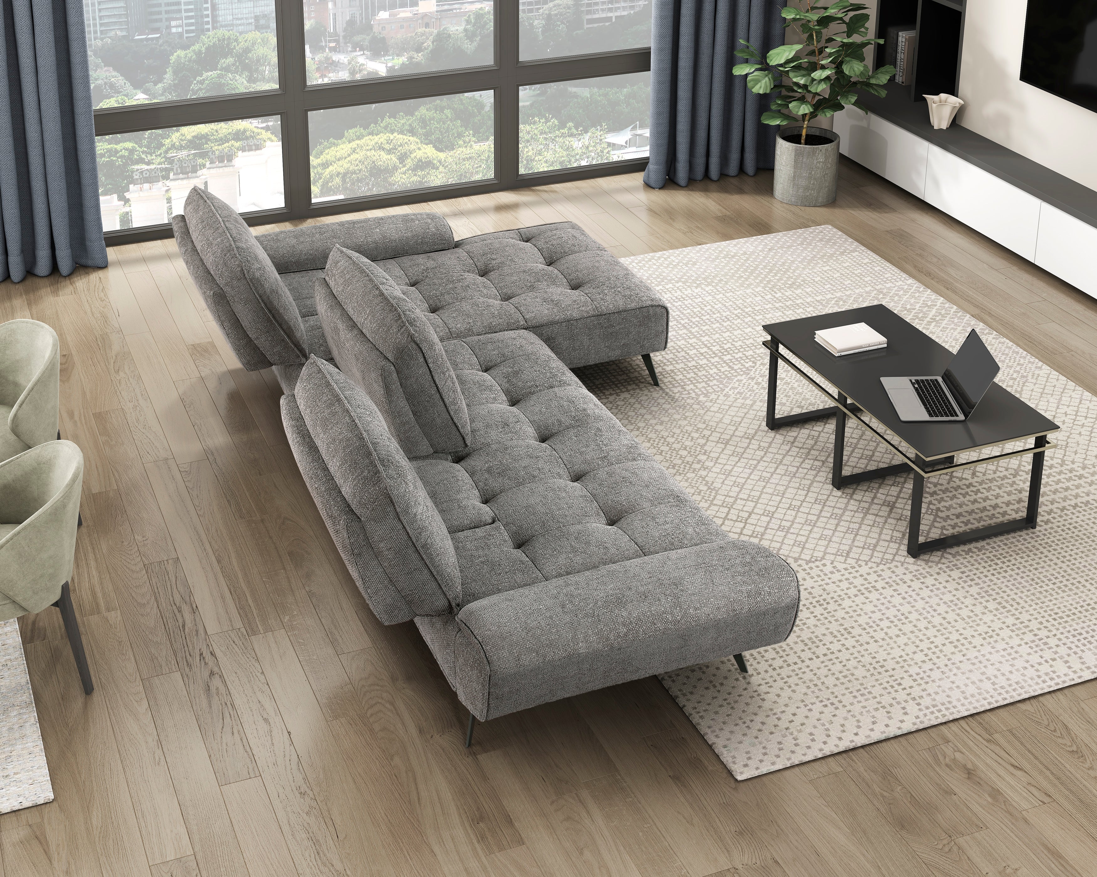 Dominic Dark Gray 2-Piece Sectional with Right Chaise and Dual-position Backs - Image 16