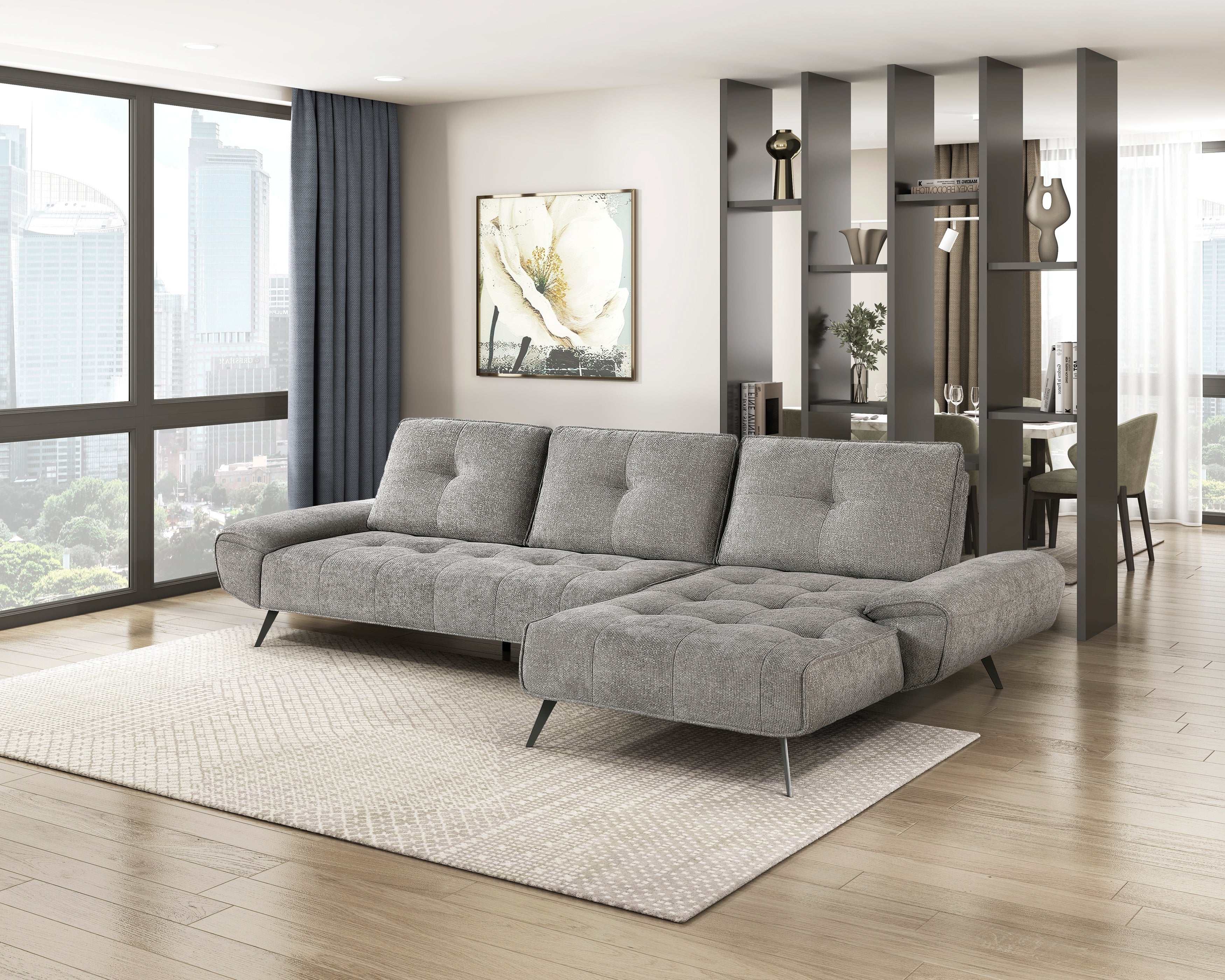 Dominic Dark Gray 2-Piece Sectional with Right Chaise and Dual-position Backs - Image 17