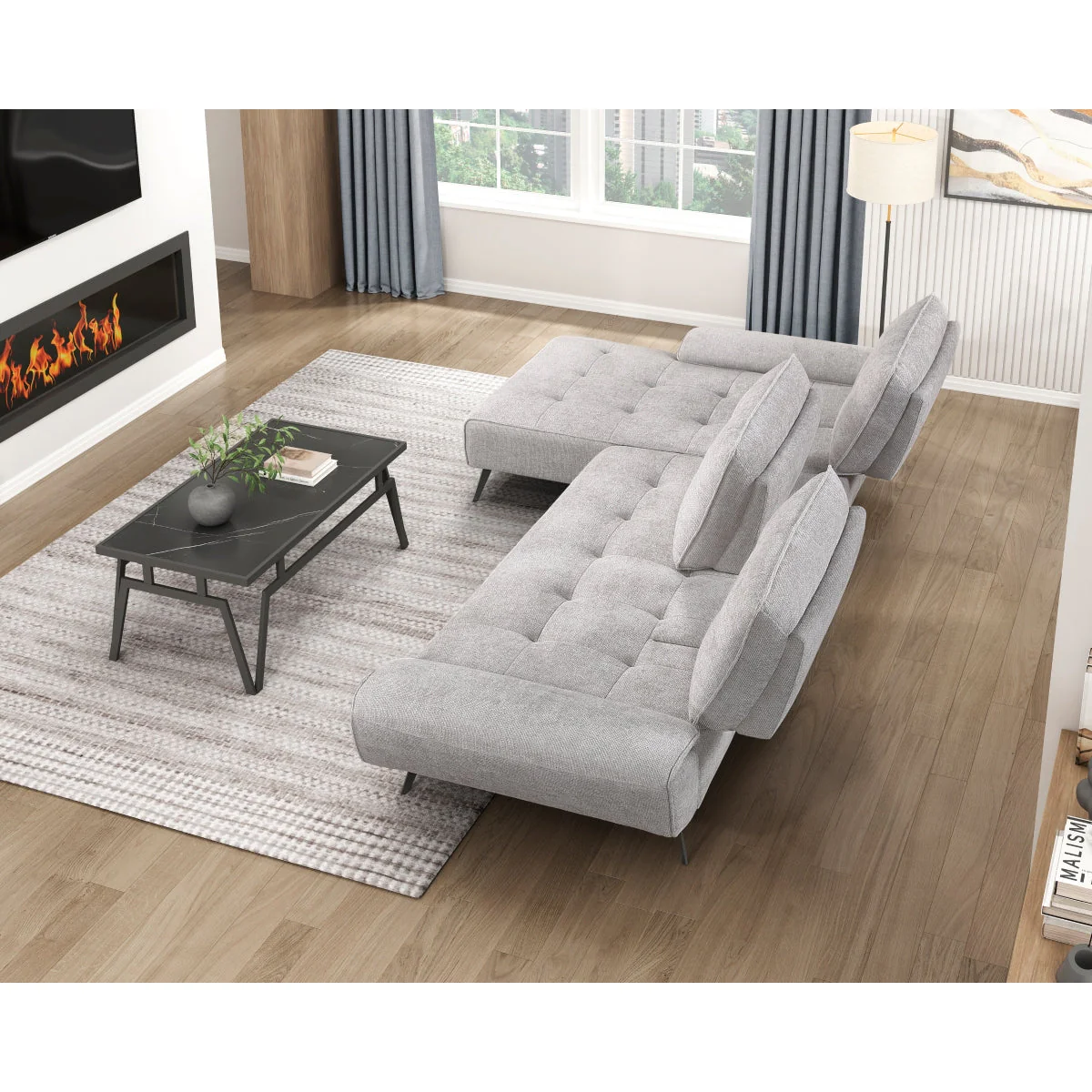 Dominic Light Gray 2-Piece Sectional with Left Chaise and Dual-position Backs - Image 16