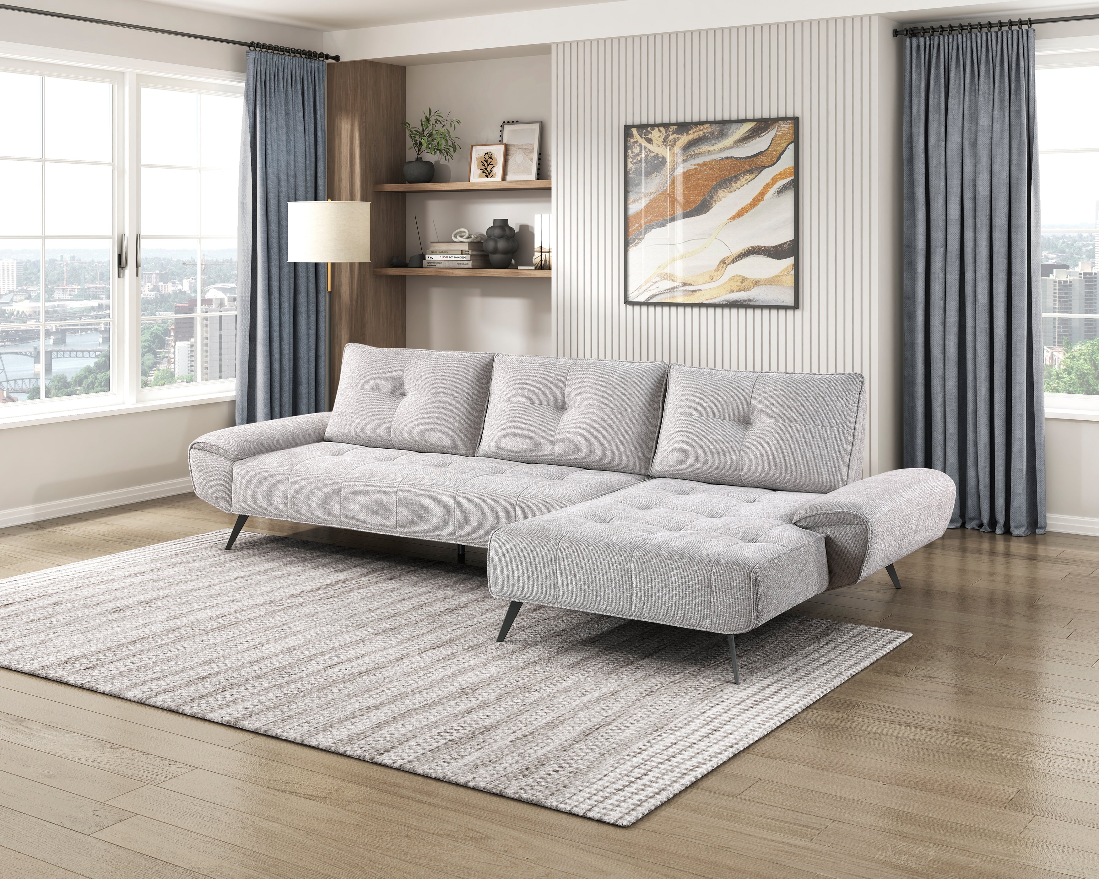 Dominic Light Gray 2-Piece Sectional with Right Chaise and Dual-position Backs - Image 17