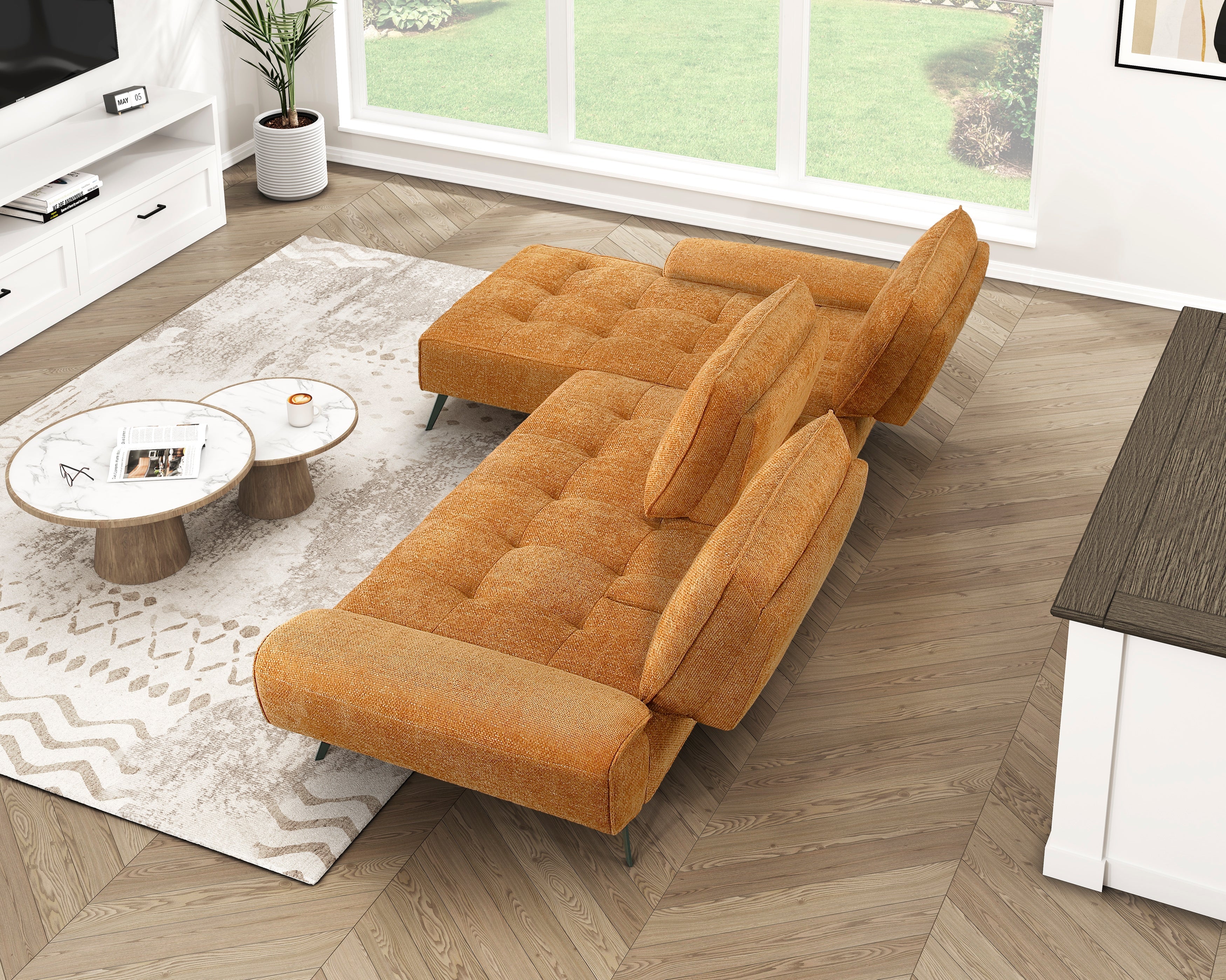 Dominic Orange 2-Piece Sectional with Left Chaise and Dual-position Backs - Image 16