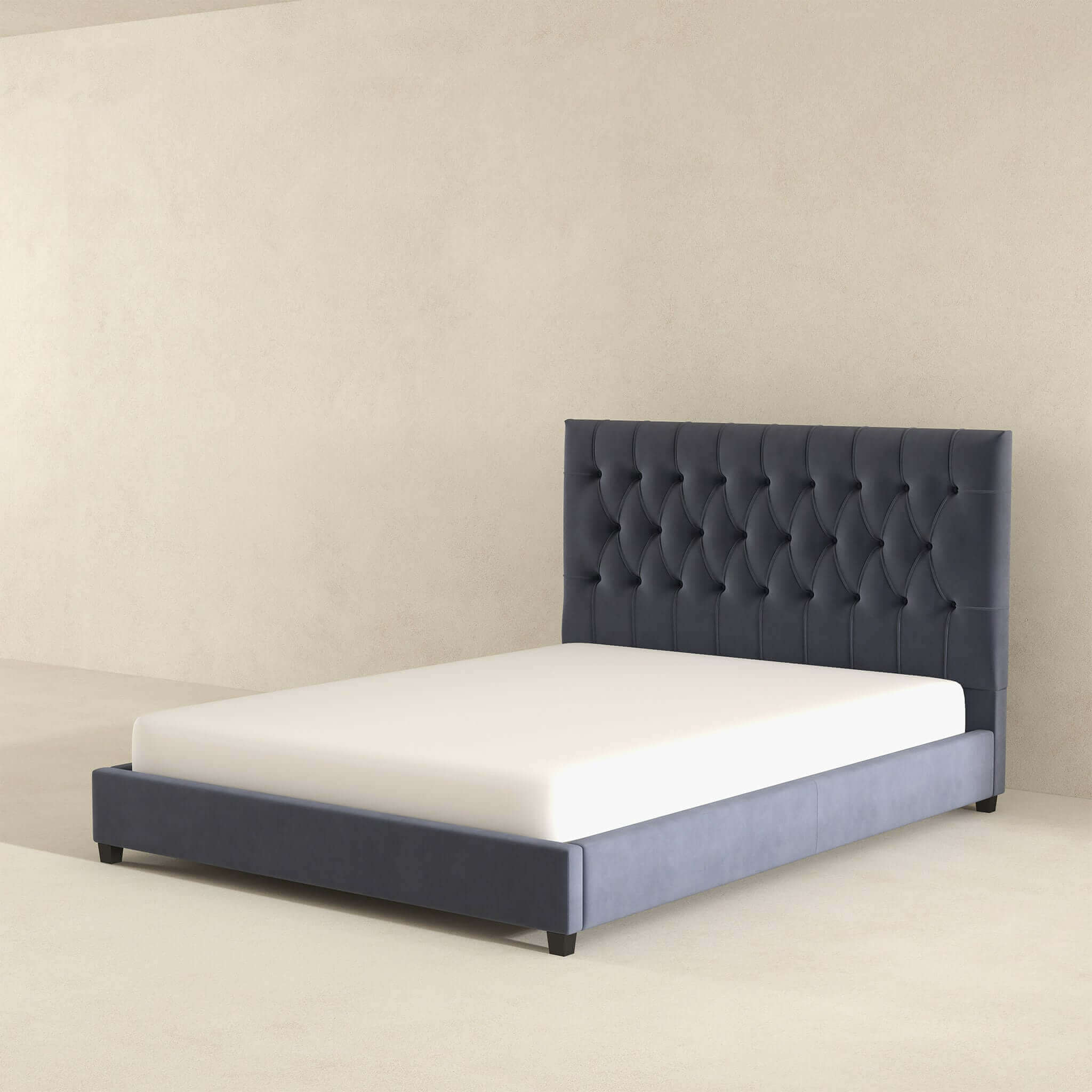 Donald Mid Century Modern Grey Velvet Platform Bed Queen - Image 5