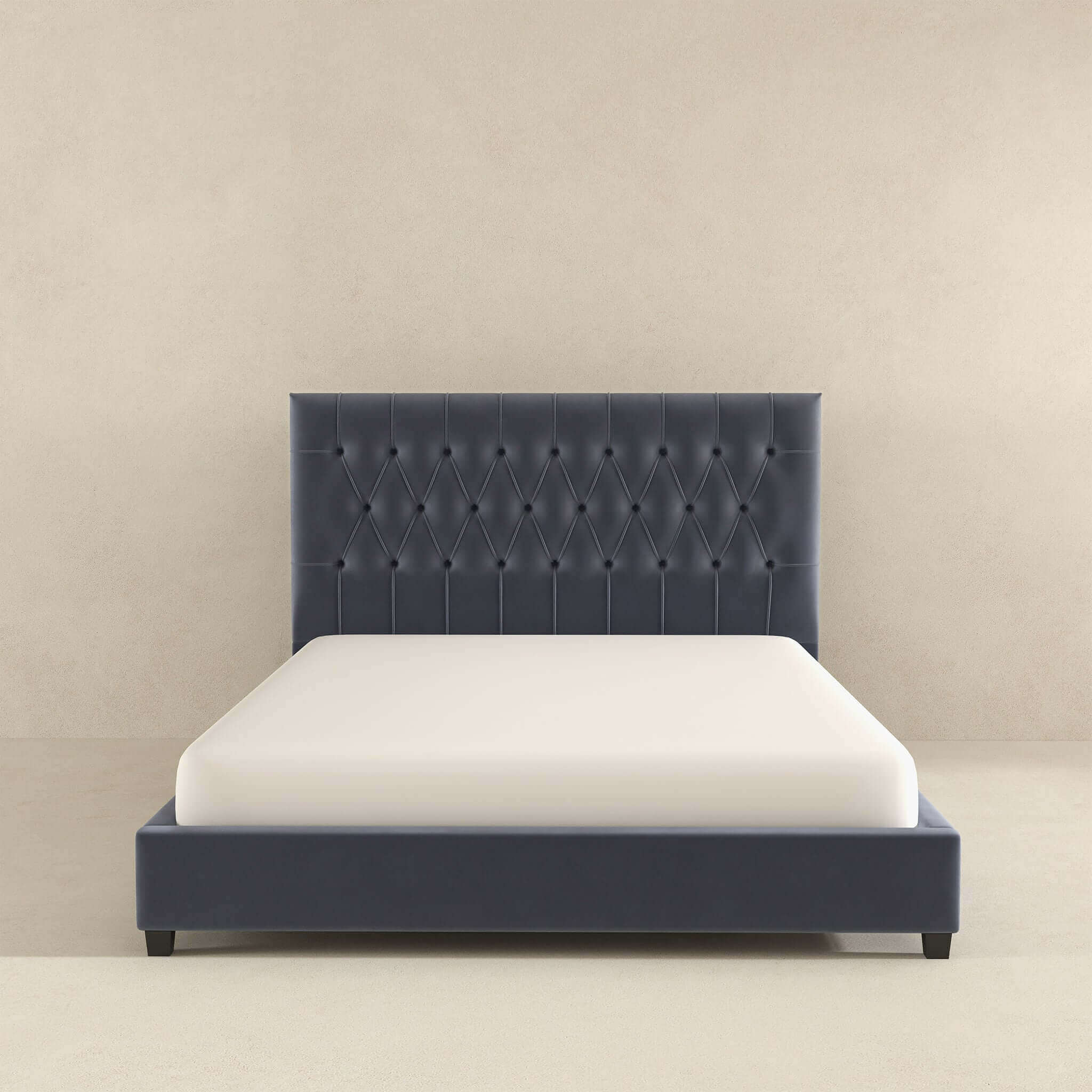 Donald Mid Century Modern Grey Velvet Platform Bed Queen - Image 6