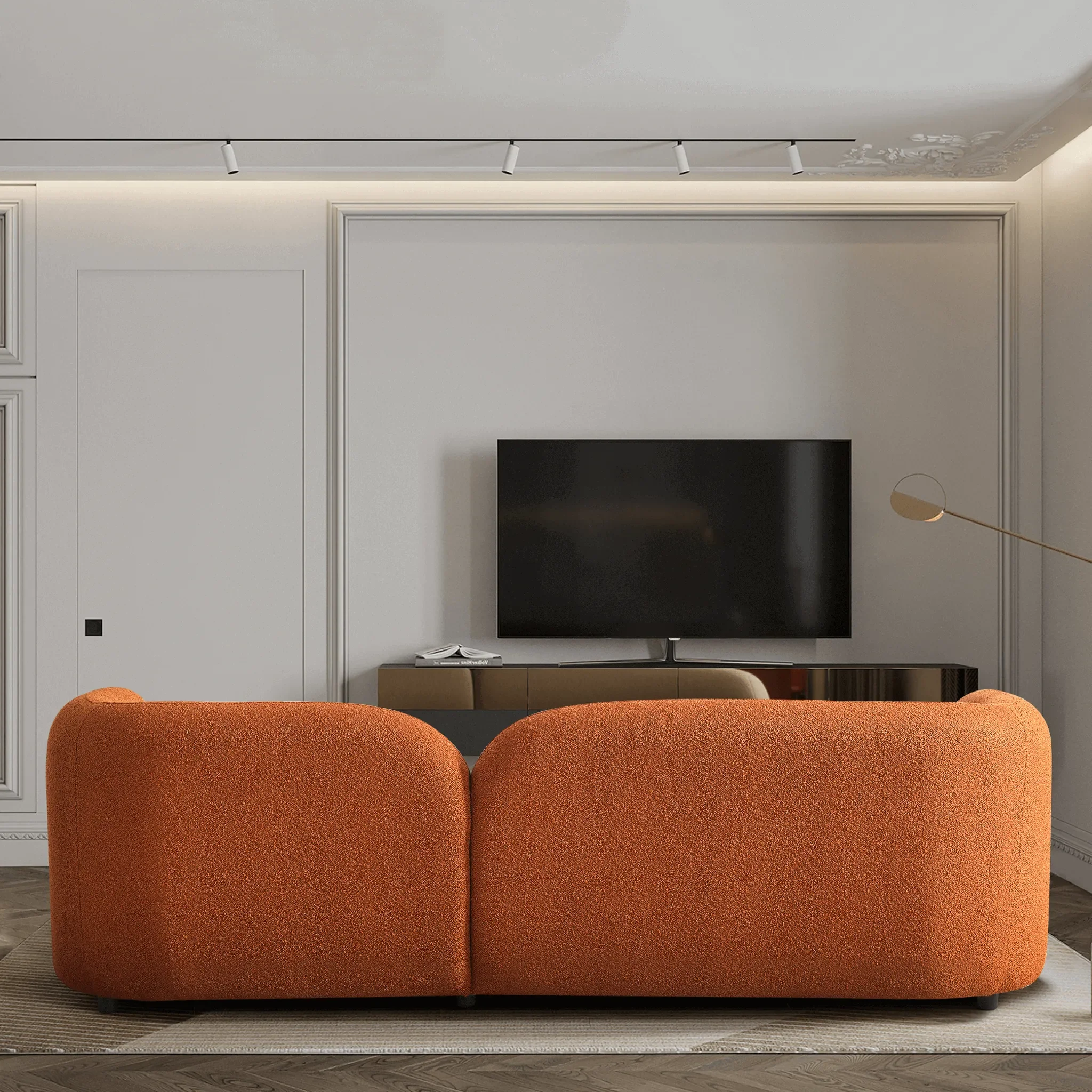 Donna Burnt Orange Japandi Style Boucle Sofa - Image 3