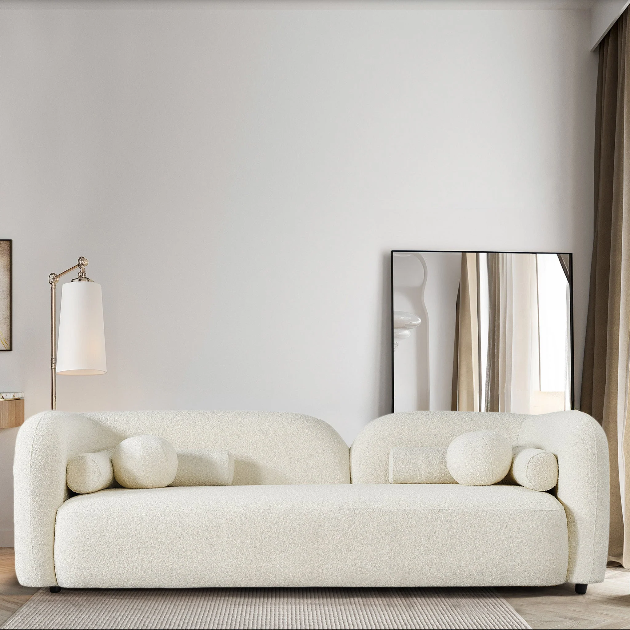 Donna Japandi Style Ivory Boucle Sofa - Image 2