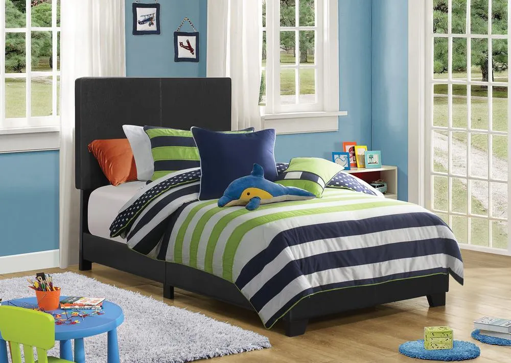 Dorian Black Upholstered Twin Bed