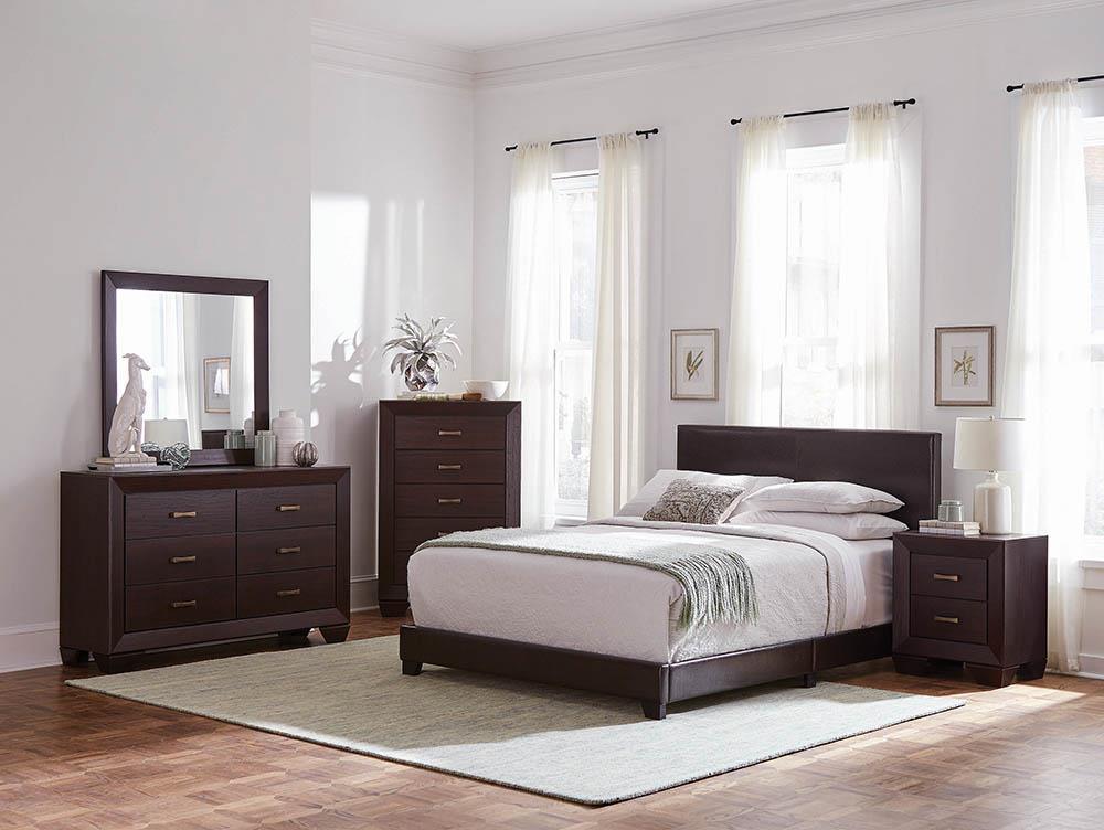 Dorian Brown Upholstered Eastern King Bed - Image 3