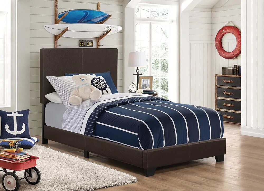 Dorian Brown Upholstered Twin Bed - Image 2