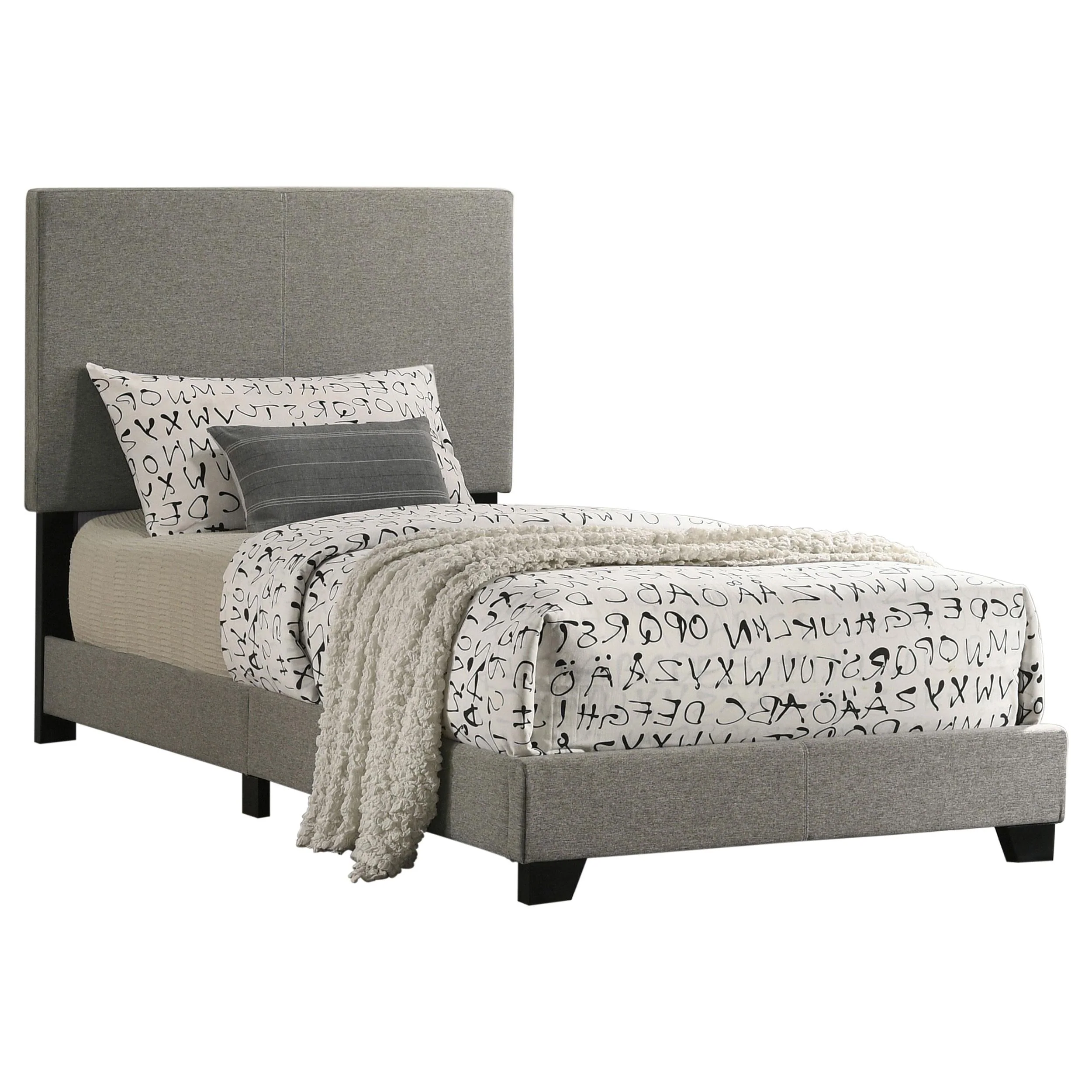 Dorian Taupe Upholstered Twin Panel Bed - Image 2