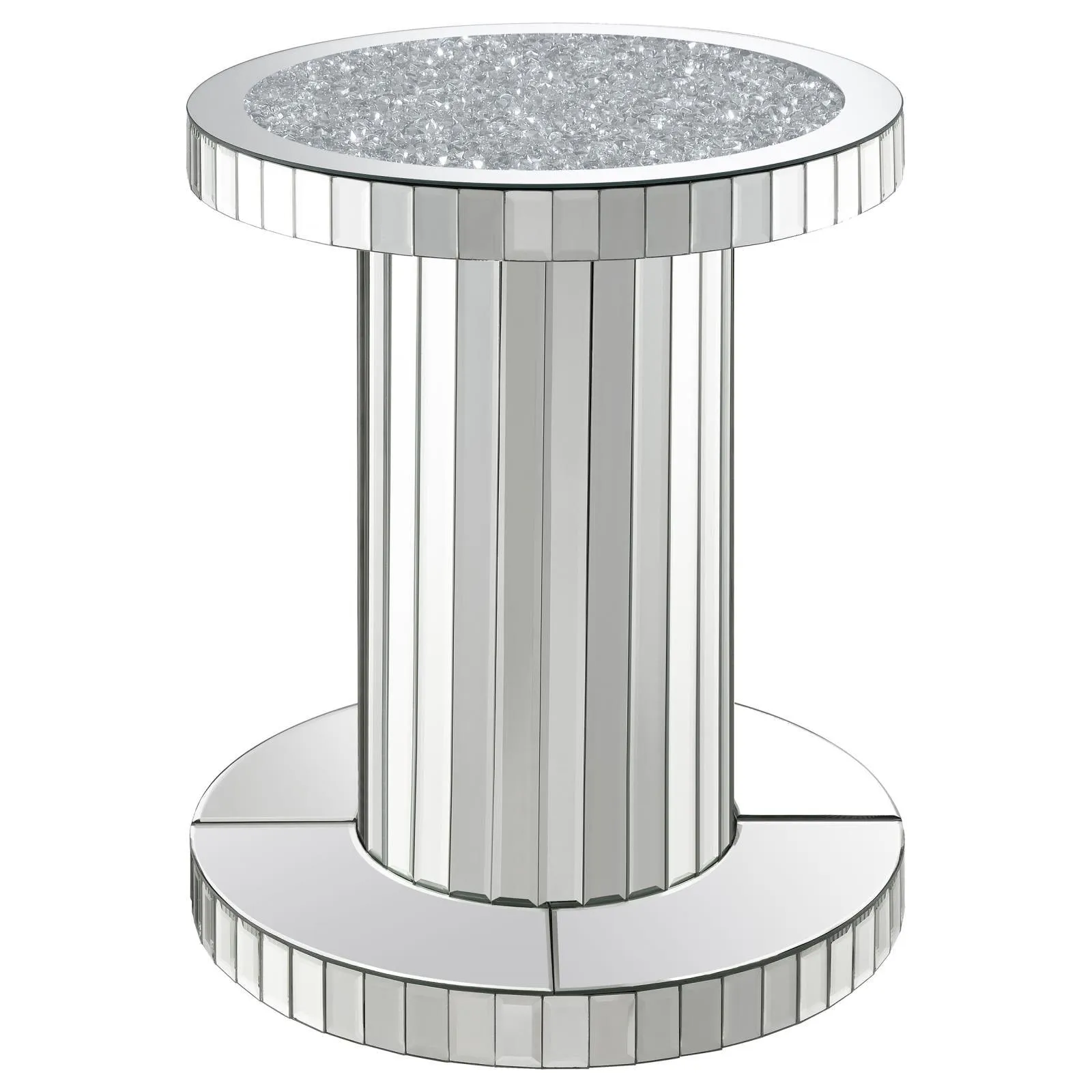 Dorielle Mirror Crystal Inlay Round Top Accent Table - Image 2